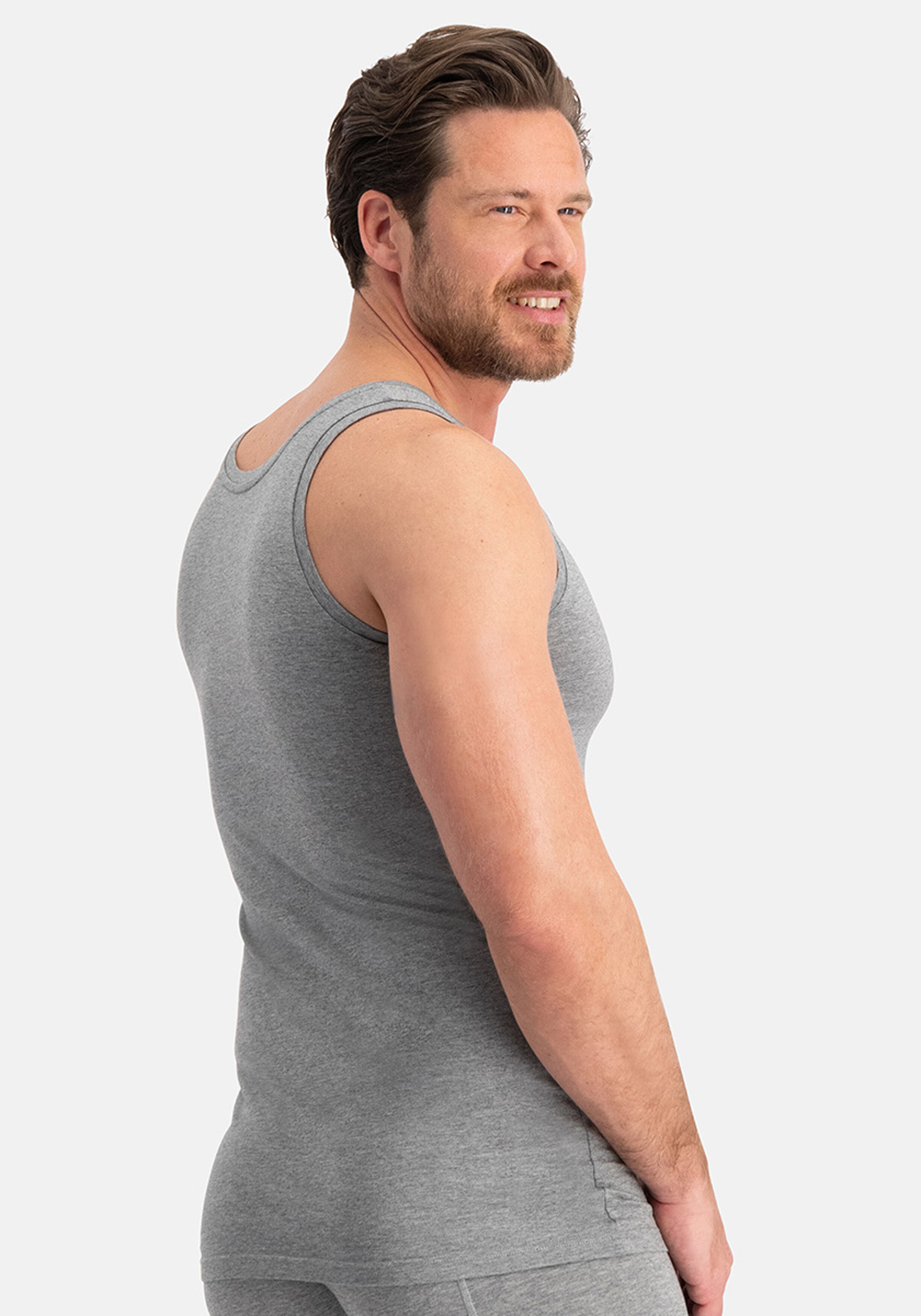 Bamboo Basics Stef singlet (2-pack), heren hemd, grijs melange