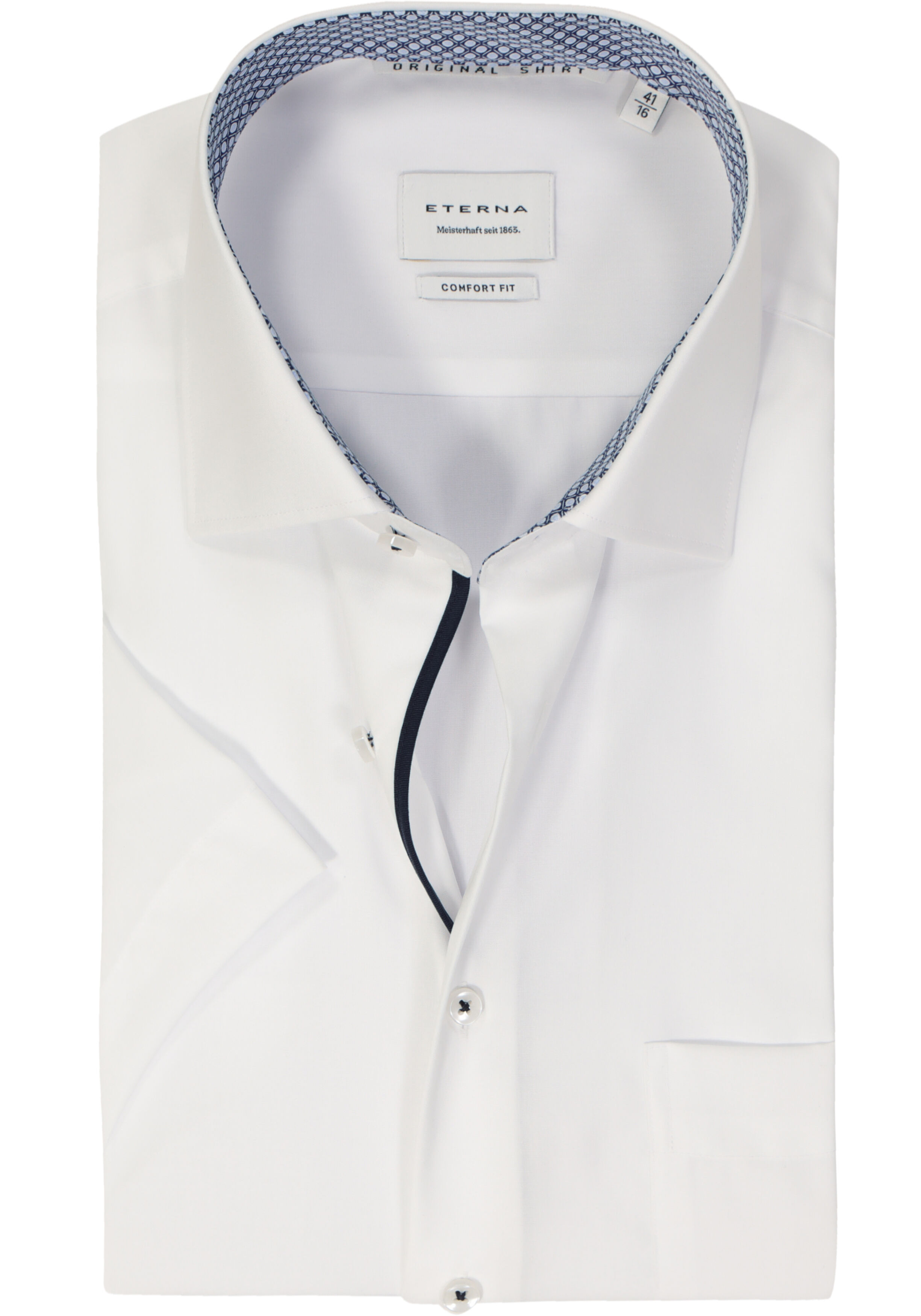 ETERNA comfort fit overhemd korte mouw, popeline, wit