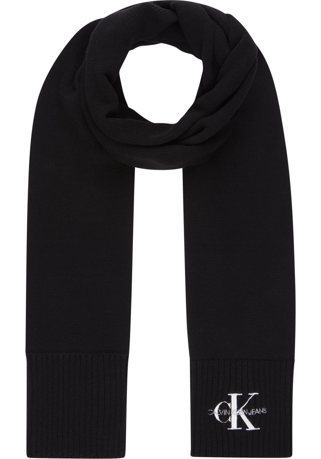 1-8720108586825_CK_Sjaal_K50K511175BDS_HR Calvin Klein sjaal, monologo embroidered scarf, zwart