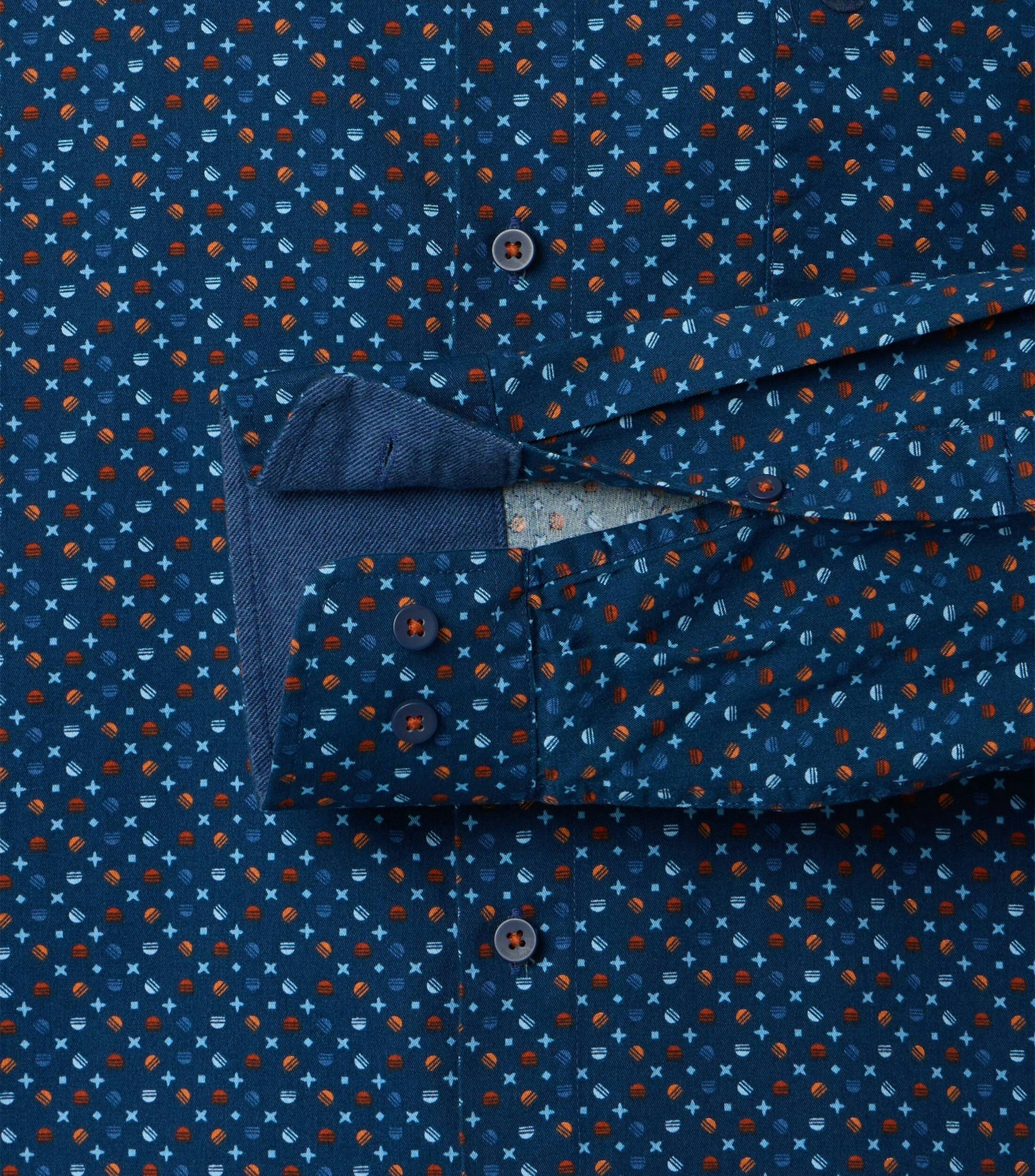 Redmond comfort fit overhemd, popeline, rood dessin