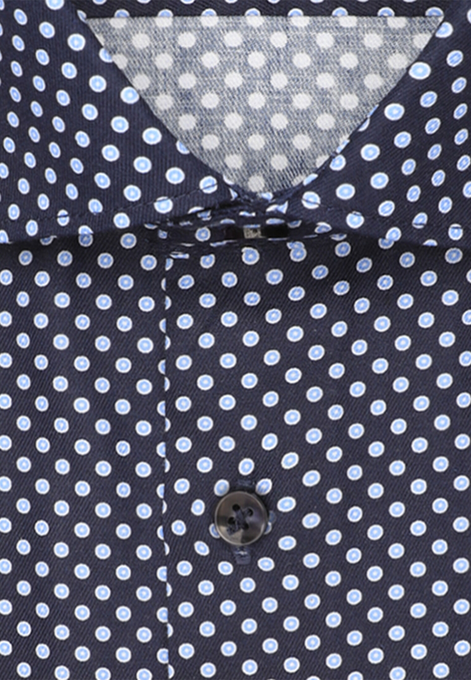 Seidensticker shaped fit overhemd, mouwlengte 7, popeline, blauw dessin