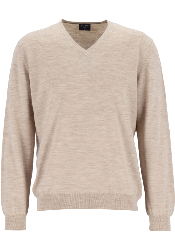 OLYMP modern fit trui wol, V-hals, beige OLYMP modern fit trui wol, V-hals, beige