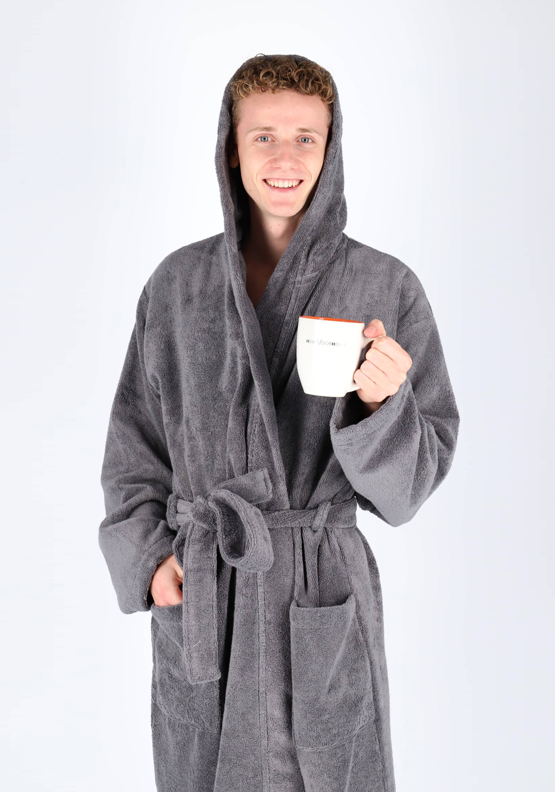 06-4007063718855-schiesser-modelfoto_HR SCHIESSER heren badjas, dik badstof, grijs