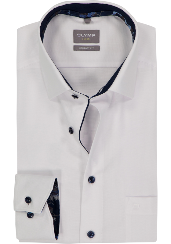 OLYMP Luxor comfort fit overhemd, mouwlengte 7, structuur, wit OLYMP Luxor comfort fit overhemd, mouwlengte 7, structuur, wit