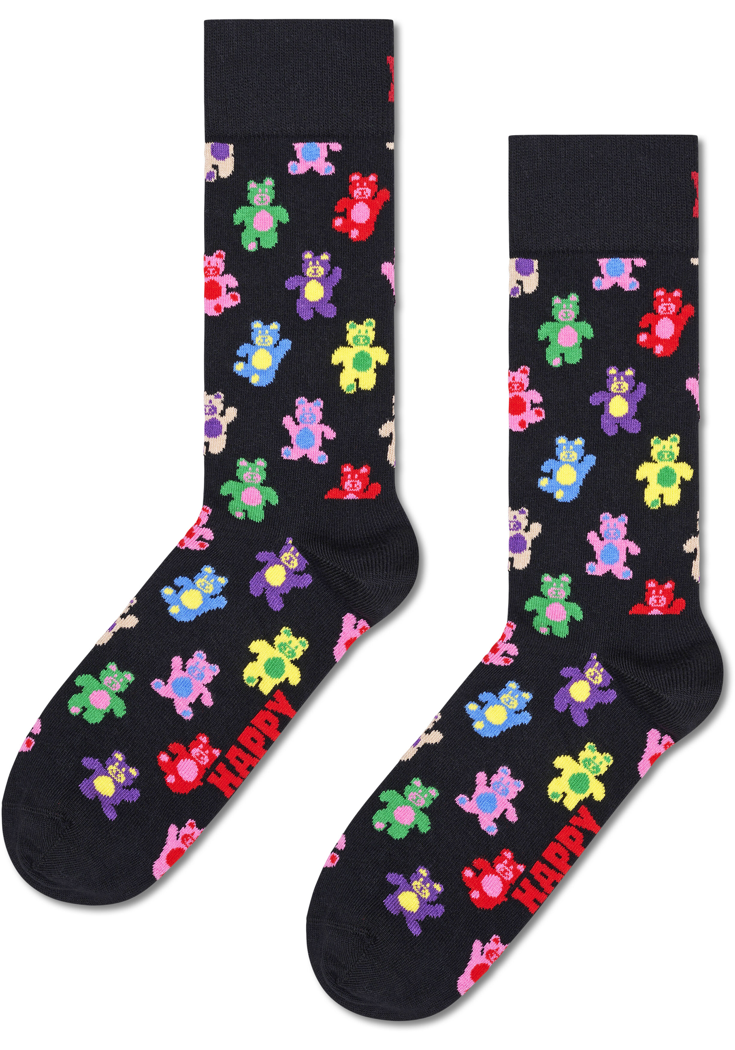 Happy Socks Teddy Bear Sock, unisex sokken, zwart
