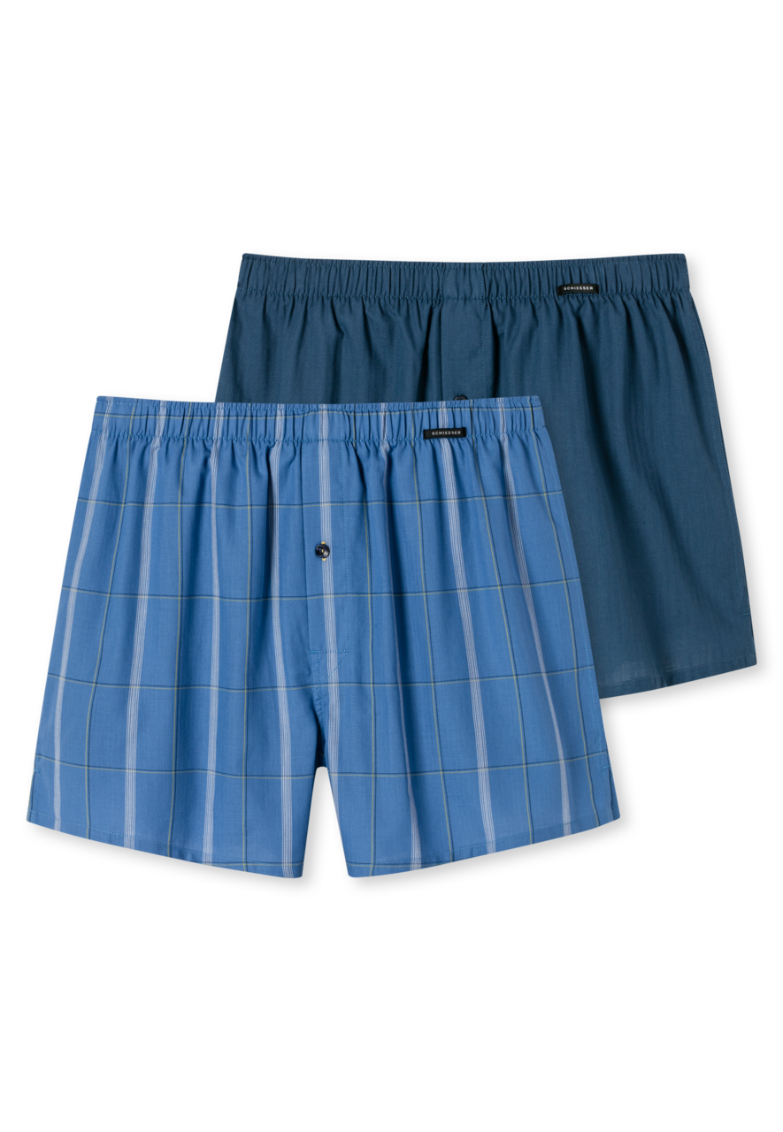 SCHIESSER Boxershorts Multipacks boxer (2-pack), heren boxershorts geweven uni geruit multicolor