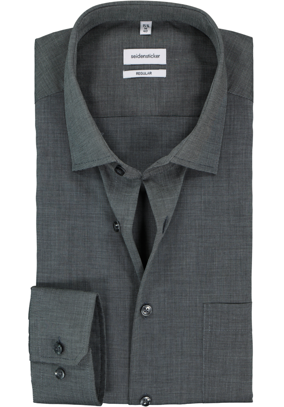 Seidensticker regular fit overhemd, grijs fil a fil Seidensticker regular fit overhemd, grijs fil a fil