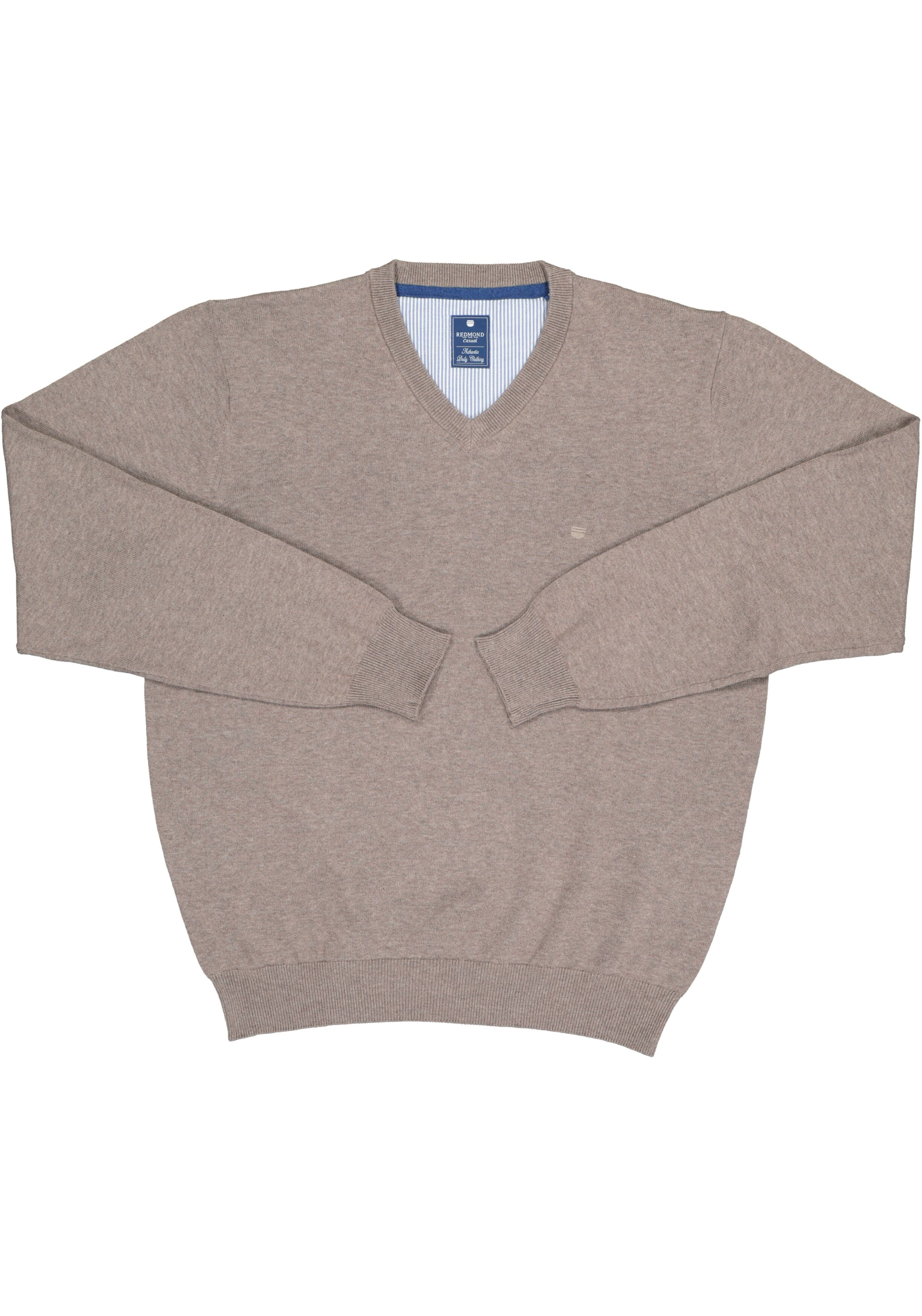 Redmond heren trui katoen, V-hals, beige