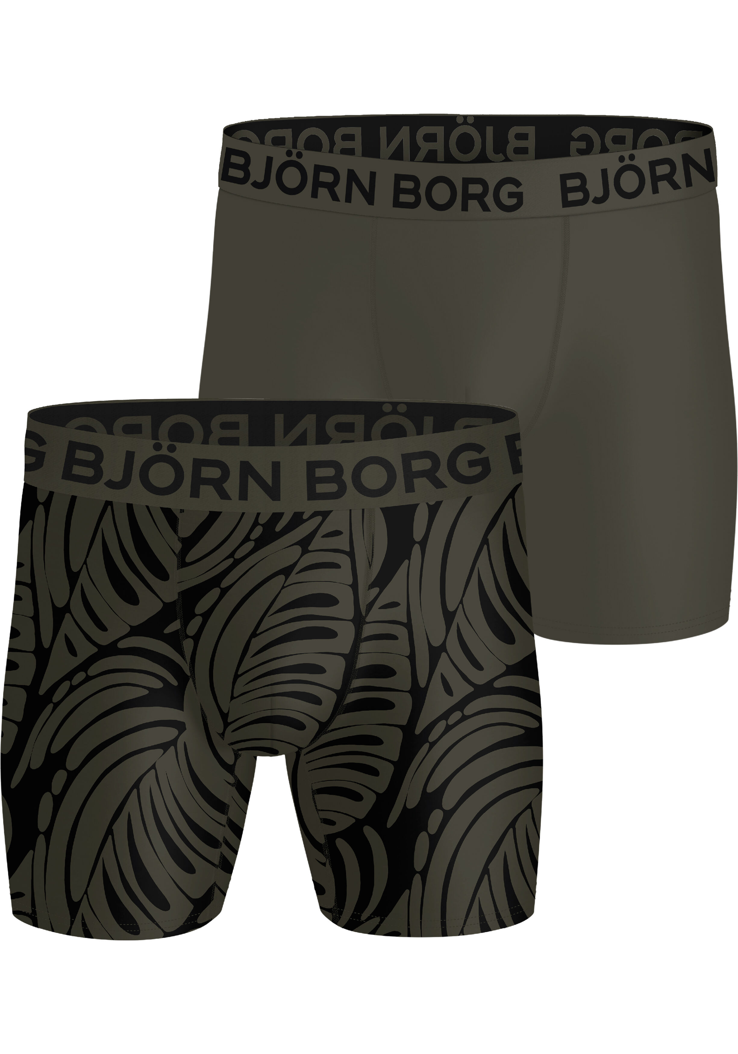 Bjorn Borg Sports Microfiber boxers, microfiber heren boxers lange pijpen (2-pack), groen, print