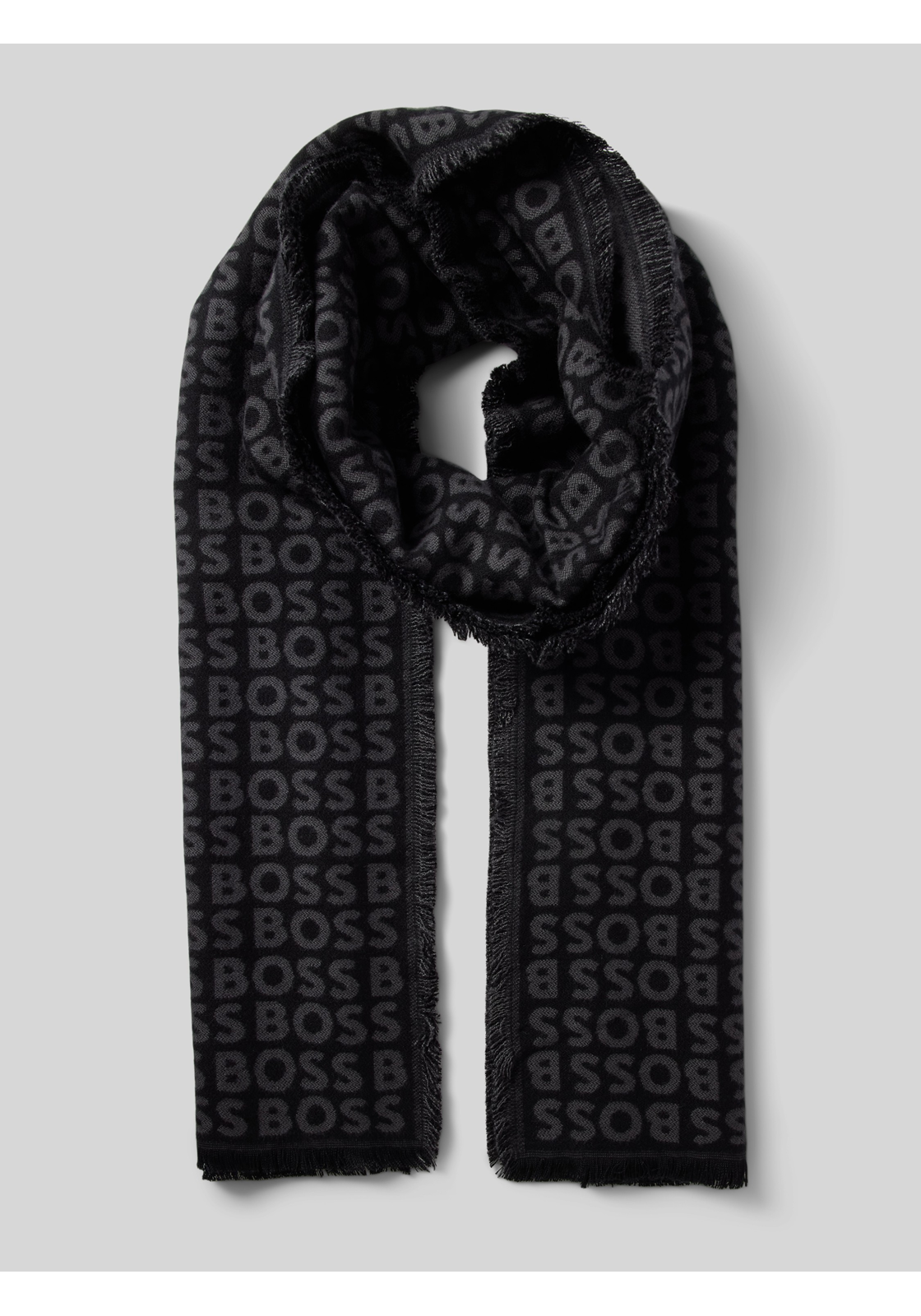 BOSS Tadic sjaal viscose, heren sjaal gewoven, zwart BOSS Tadic sjaal viscose, heren sjaal gewoven, zwart