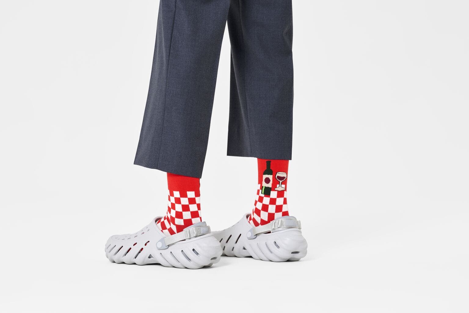 Happy Socks Wine And Dine Sock, unisex sokken, rood