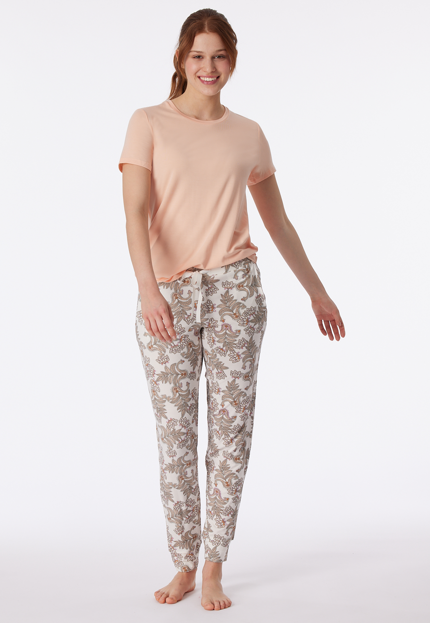 SCHIESSER Mix+Relax T-shirt, dames shirt korte mouw modal peach