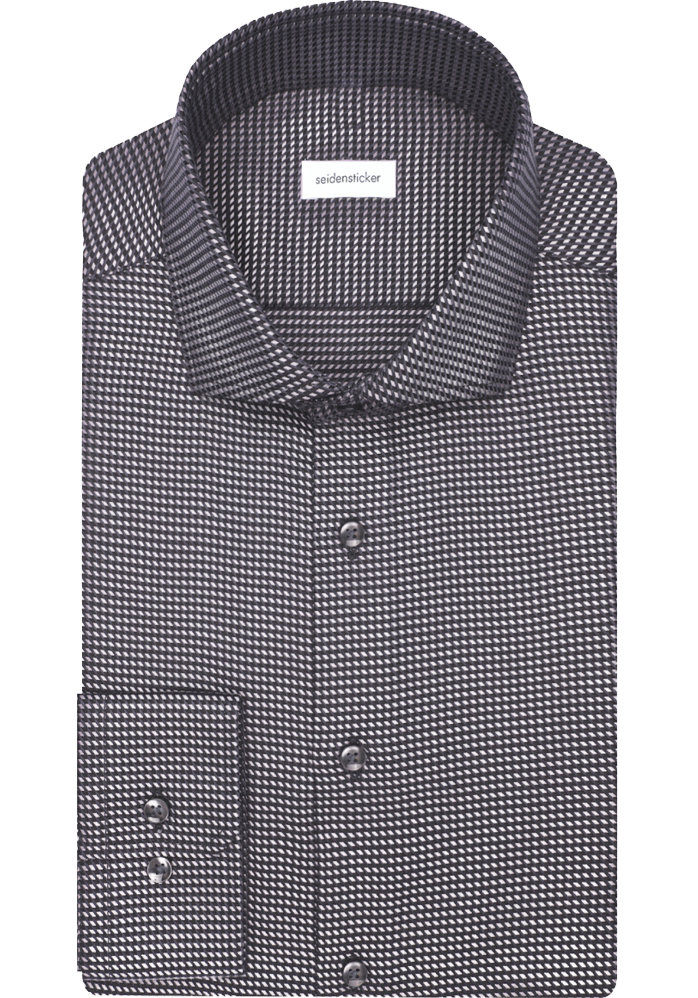 Seidensticker slim fit overhemd, popeline, grijs geruit