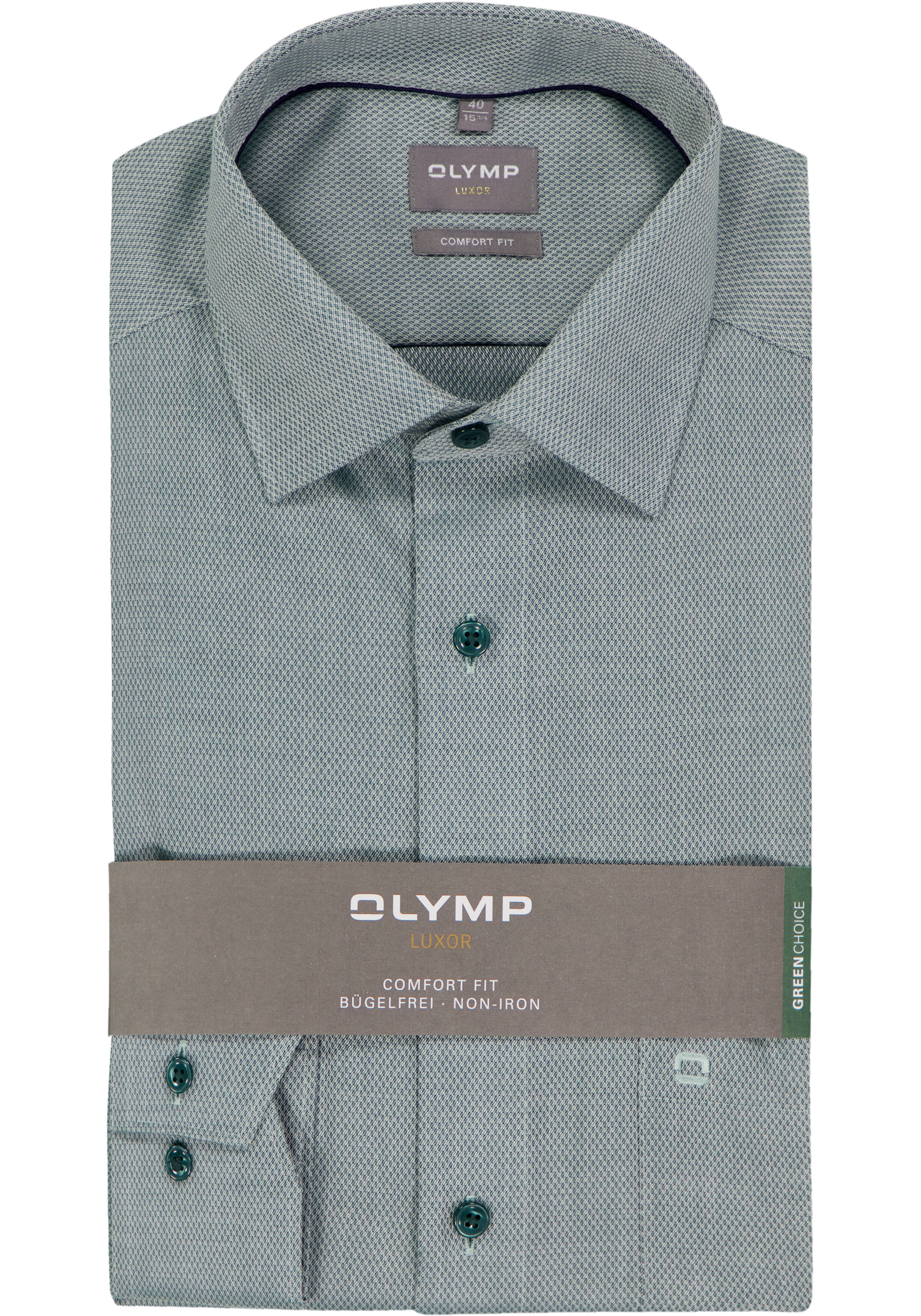 OLYMP Luxor comfort fit overhemd, structuur, donkergroen