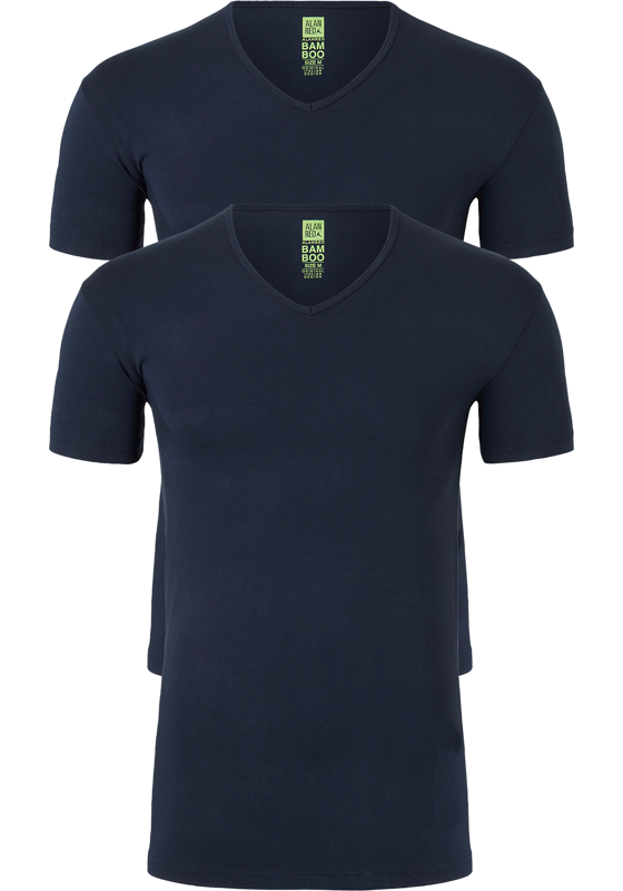 ALAN RED T-shirts Baltimora bamboo (2-pack), V-hals stretch, blauw ALAN RED T-shirts Baltimora bamboo (2-pack), V-hals stretch, blauw