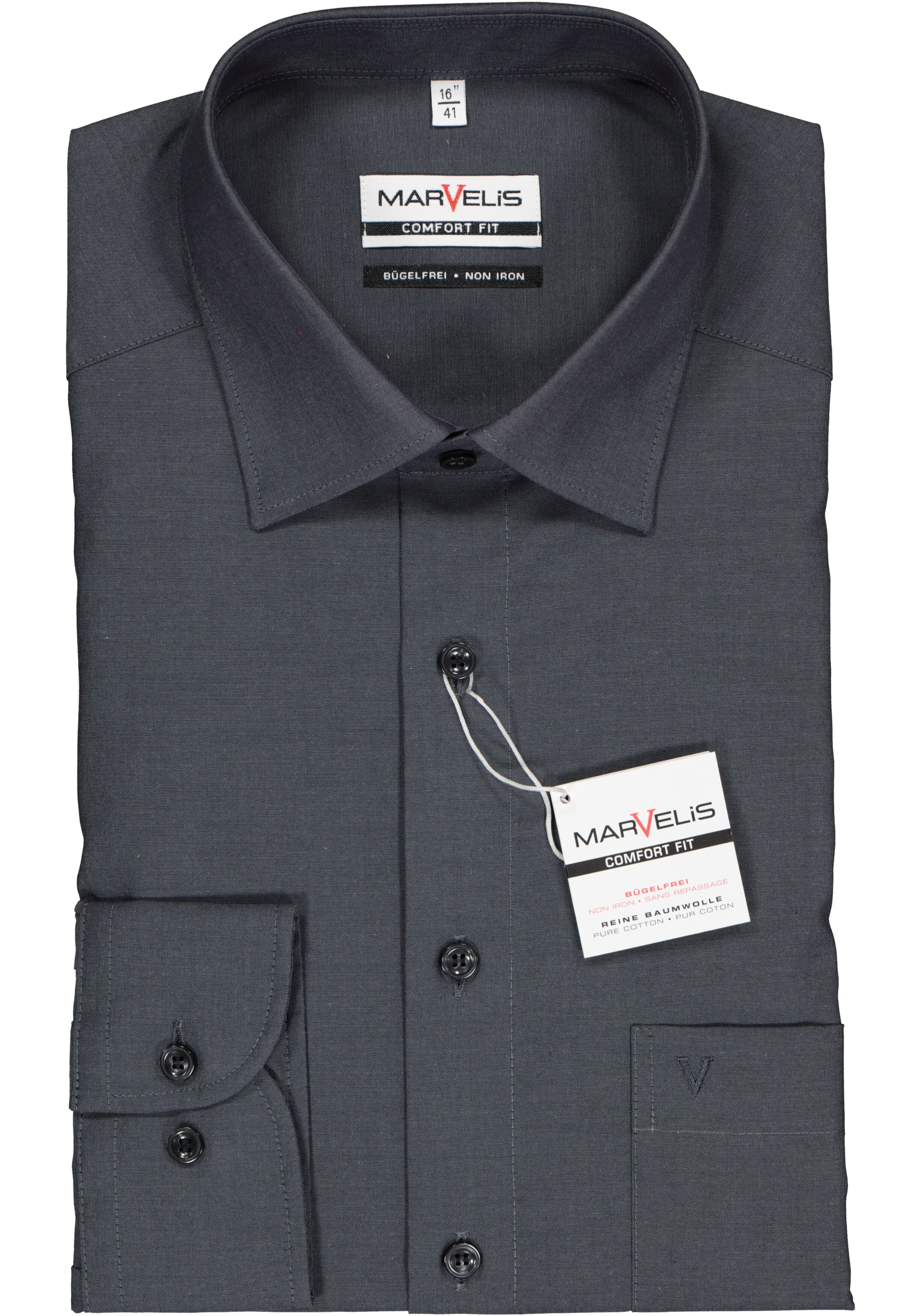 MARVELIS comfort fit overhemd, antraciet grijs