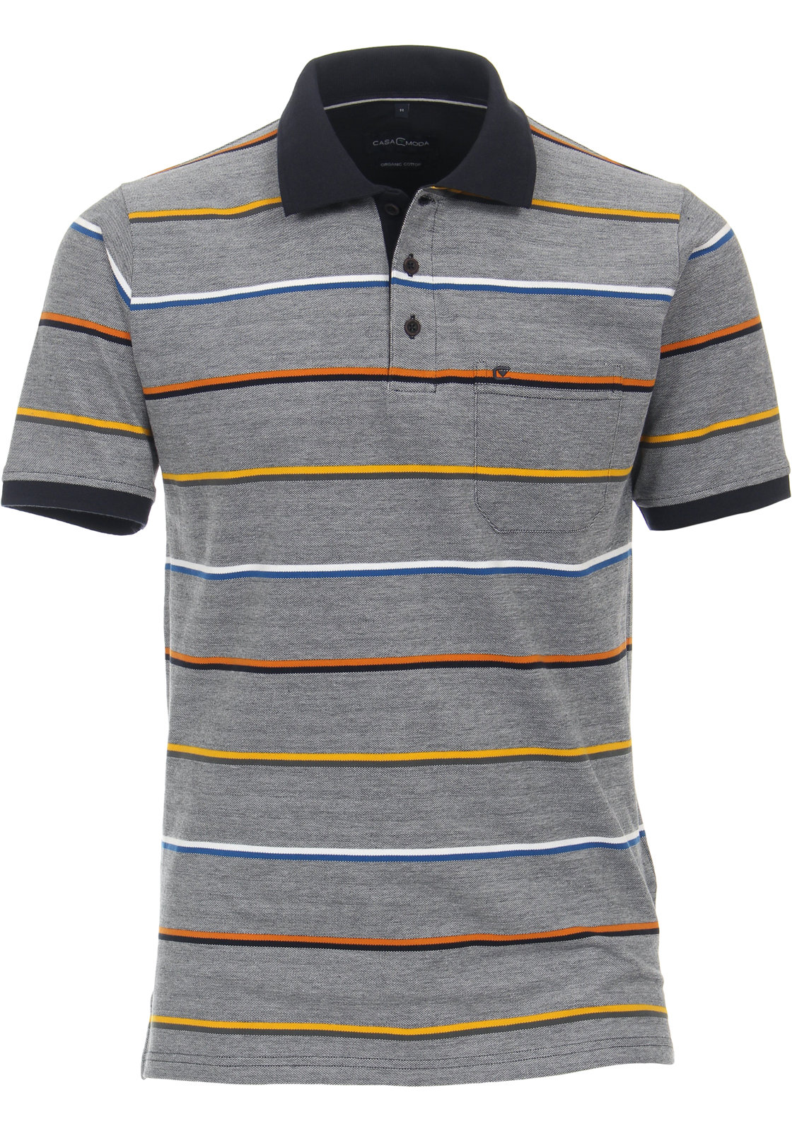 CASA MODA comfort fit heren polo, blauw dessin CASA MODA comfort fit heren polo, blauw dessin