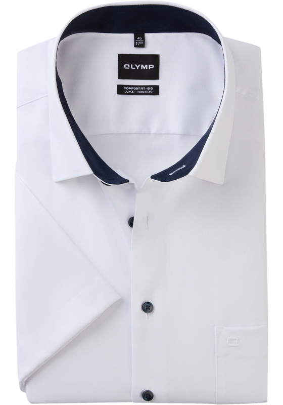 OLYMP Luxor comfort fit Big overhemd, korte mouw, natte, wit OLYMP Luxor comfort fit Big overhemd, korte mouw, natte, wit