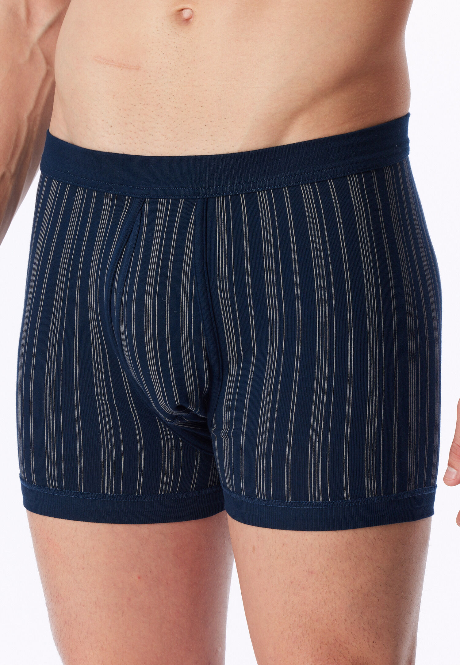 SCHIESSER Original Classics shorts (2-pack), Feinripp met gulp, blauw gestreept           
