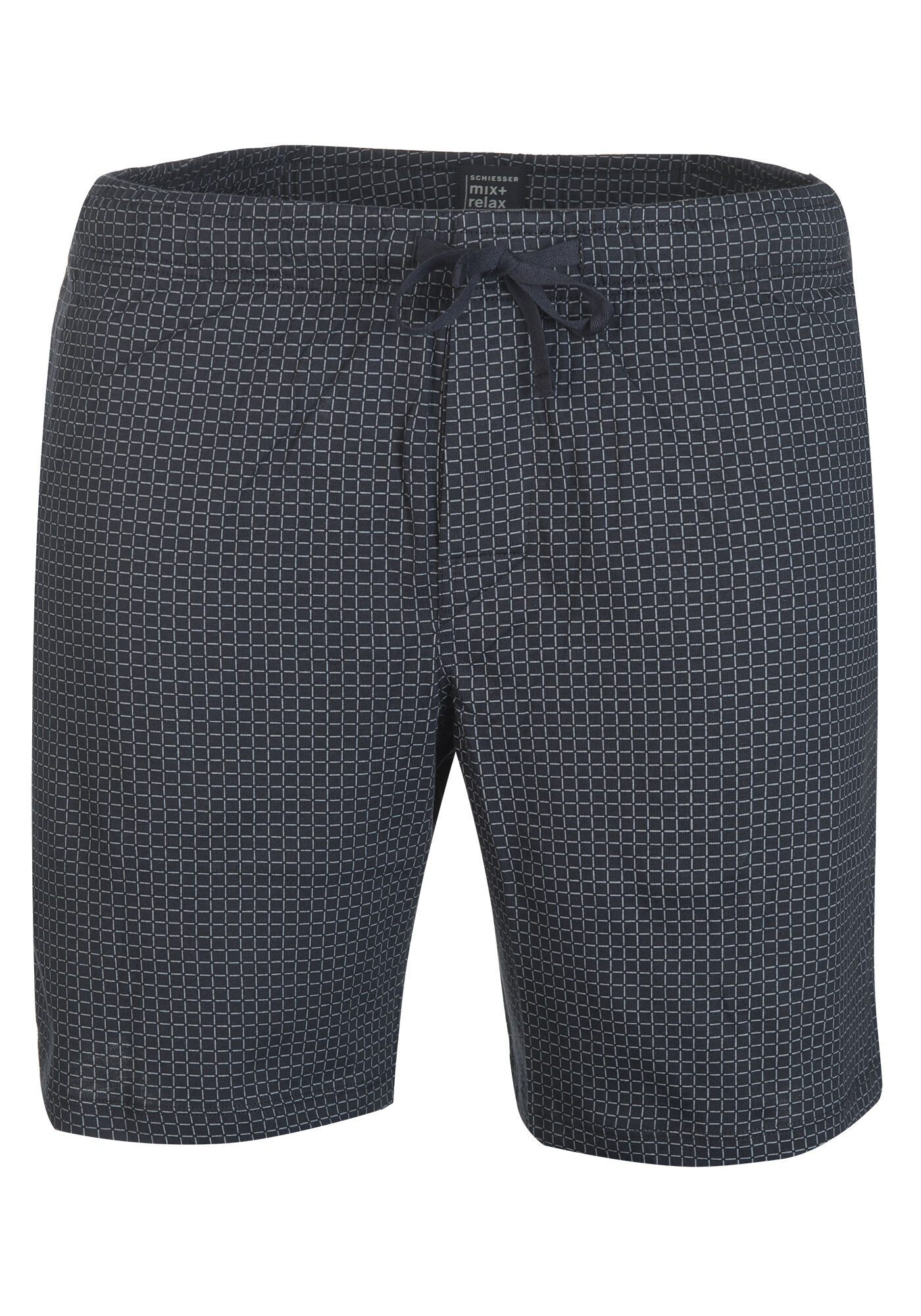SCHIESSER Mix+Relax lounge broek, korte pijpen, dun, blauw geruit