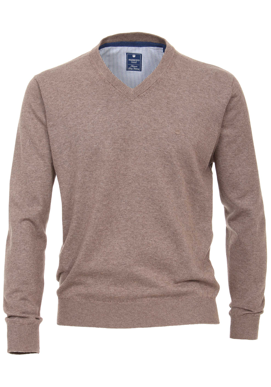 1-4049807808965-redmond-trui_HR Redmond heren trui katoen, V-hals, beige