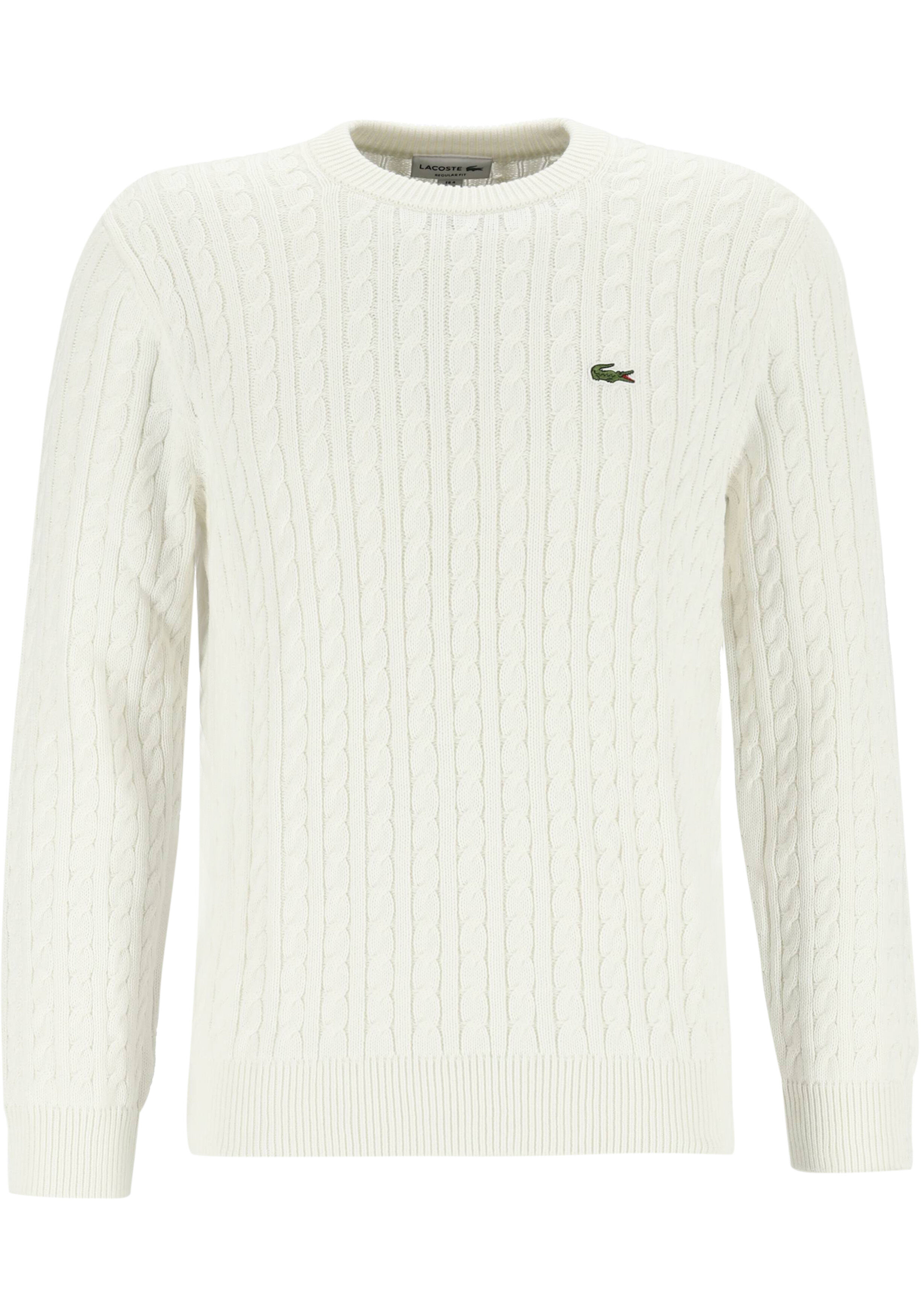 Lacoste herentrui katoen, O-hals, bloemwit