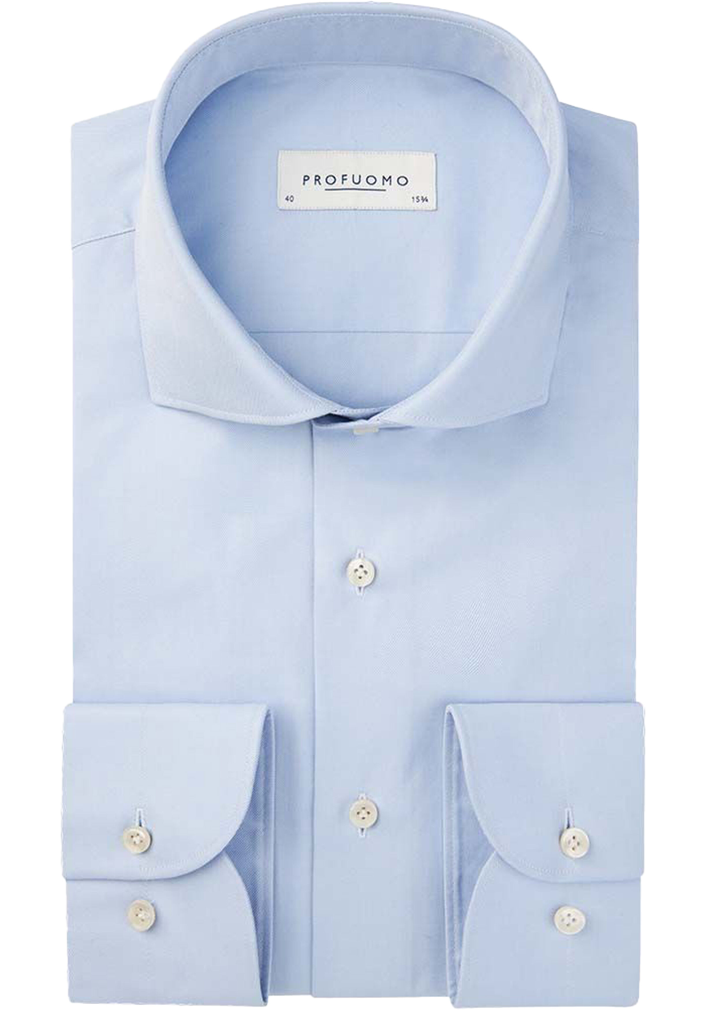 Profuomo slim fit heren overhemd, twill, lichtblauw