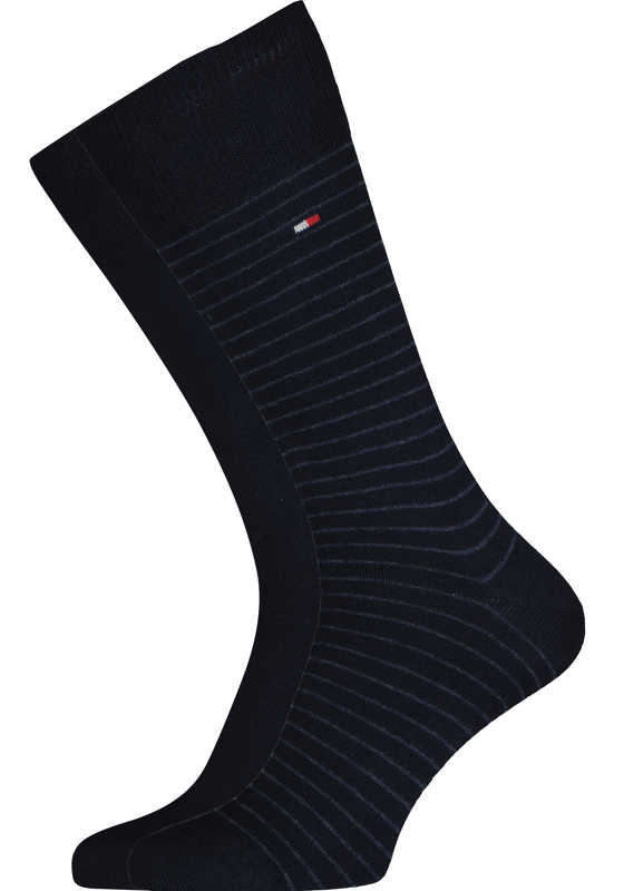 Tommy Hilfiger Small Stripe Sock (2-pack), heren sokken, blauw gestreept Tommy Hilfiger Small Stripe Sock (2-pack), heren sokken, blauw gestreept