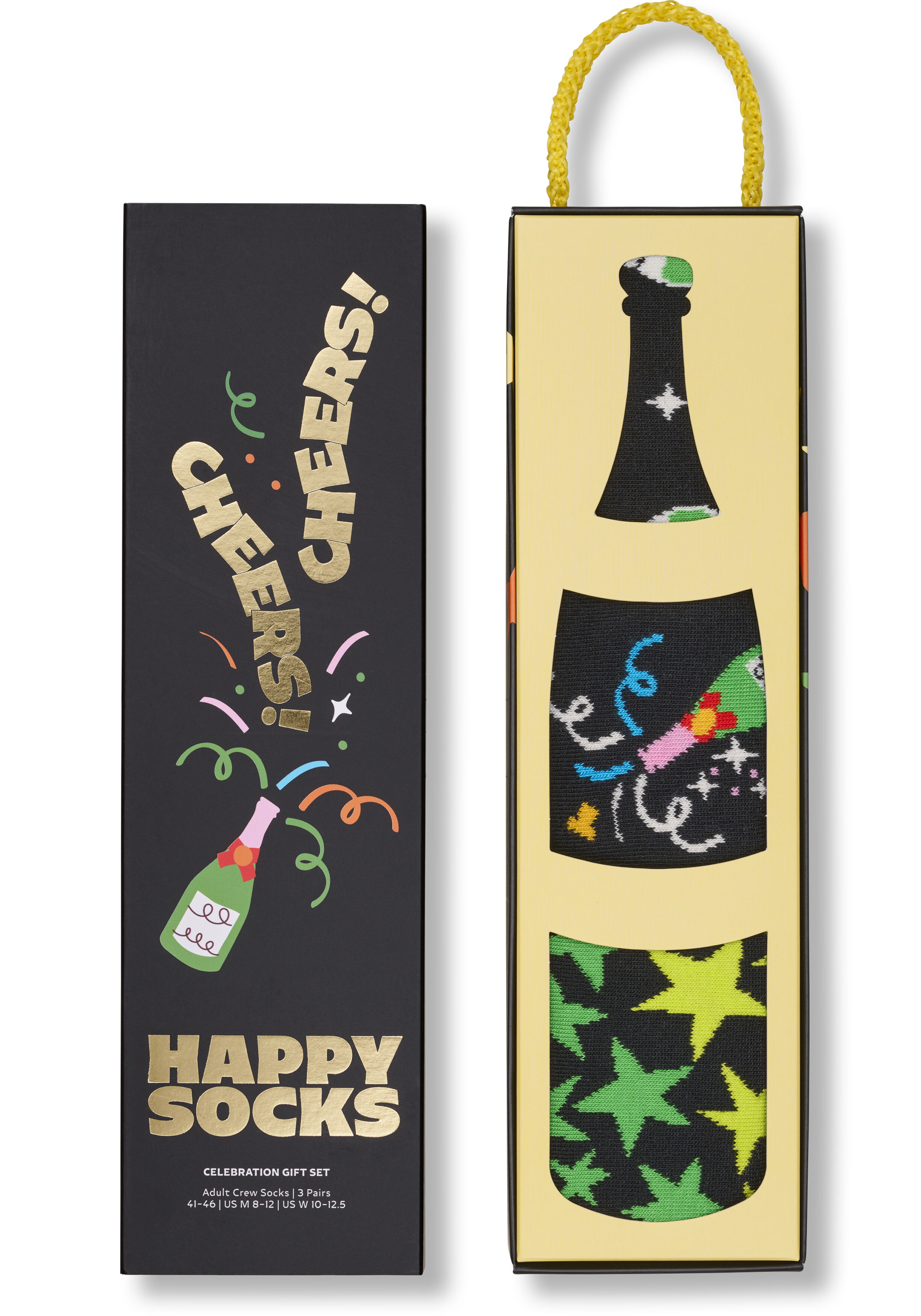 Happy Socks Celebrations Socks Gift Set (3-pack), unisex sokken in cadeauverpakking, zwart