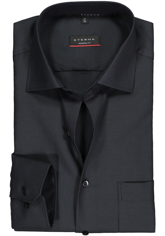 ETERNA modern fit overhemd, structuur, antraciet grijs ETERNA modern fit overhemd, structuur, antraciet grijs