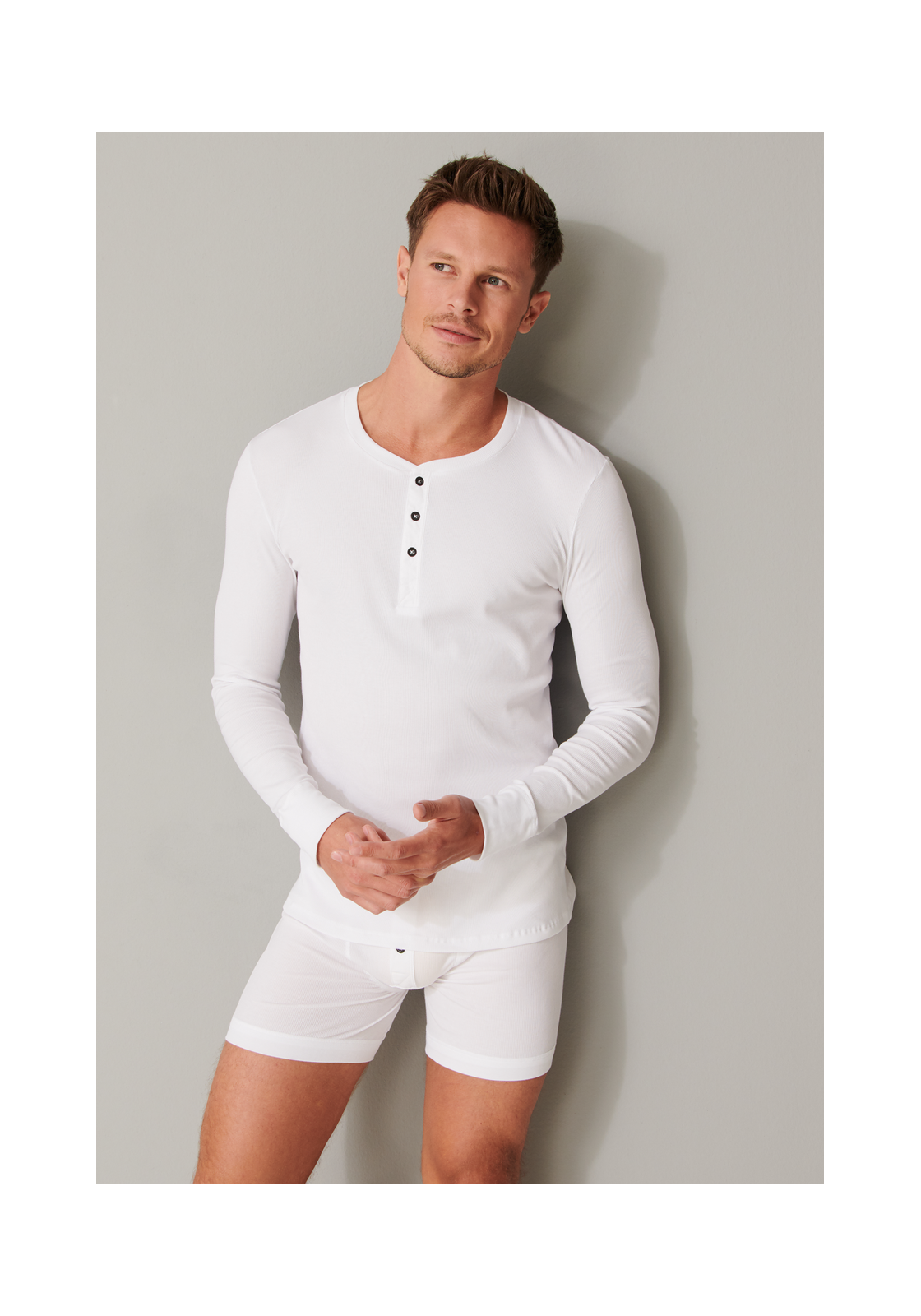 image_8_174019-100_4_1280x1280 SCHIESSER Retro Rib T-shirt (1-pack), heren shirt lange mouwen dubbelrib biologisch katoen knoopsluiting wit