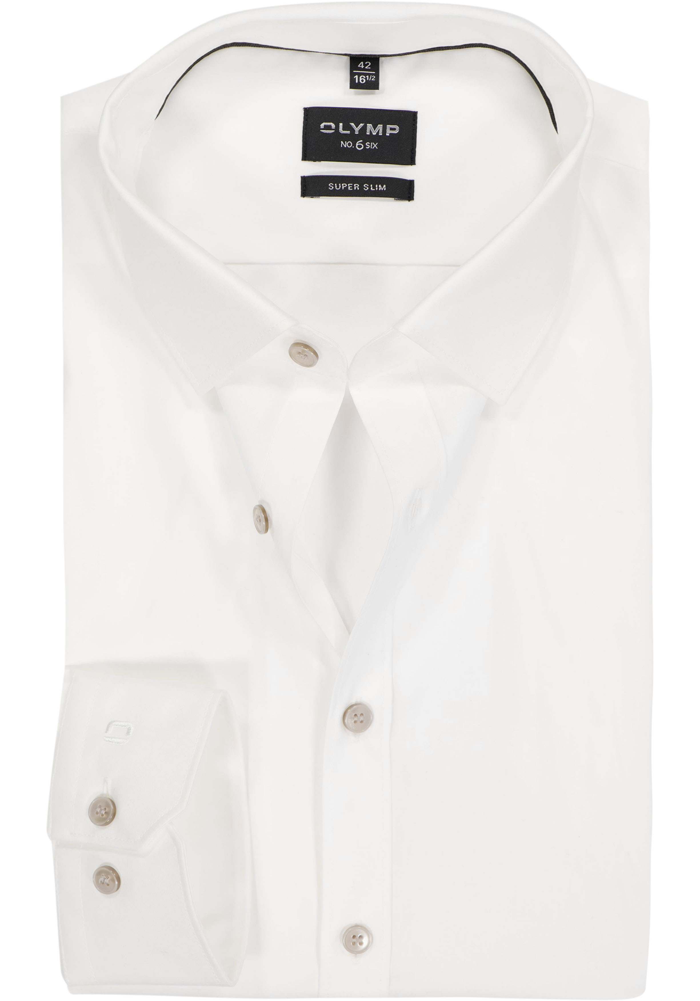 OLYMP No. 6 Six super slim fit overhemd, popeline, lichtbeige
