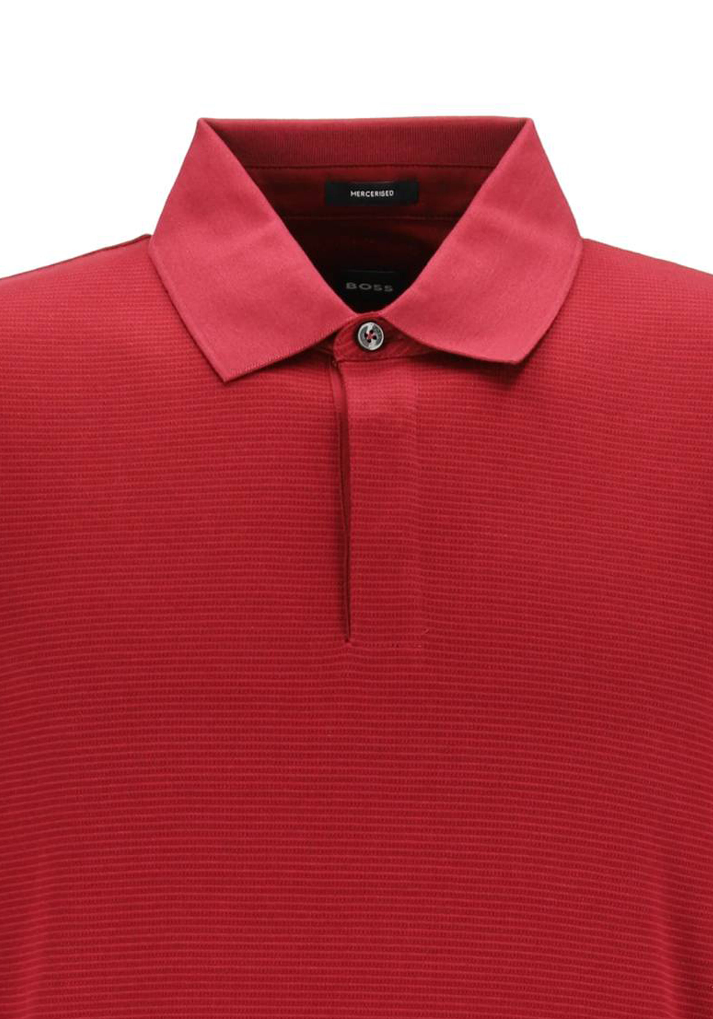 BOSS Pado regular fit polo lange mouw, jersey, donkerrood