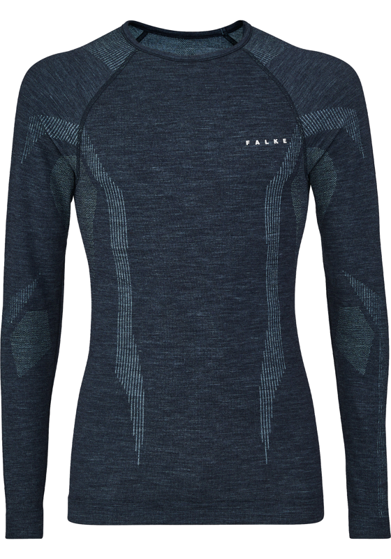 FALKE heren lange mouw shirt Wool-Tech, thermoshirt, blauw (space blue) FALKE heren lange mouw shirt Wool-Tech, thermoshirt, blauw (space blue)
