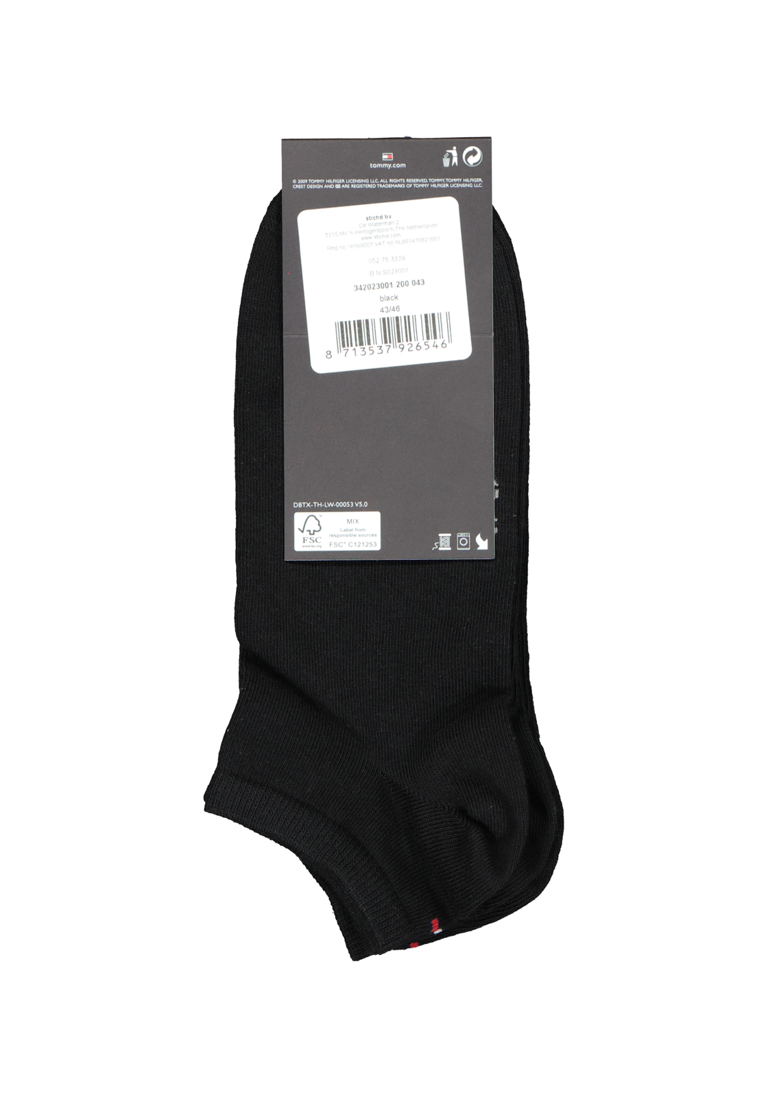 4-8713537926546_tommy_hilfiger_sokken__HR Tommy Hilfiger Sneaker Socks (2-pack), heren enkelsokken katoen, zwart