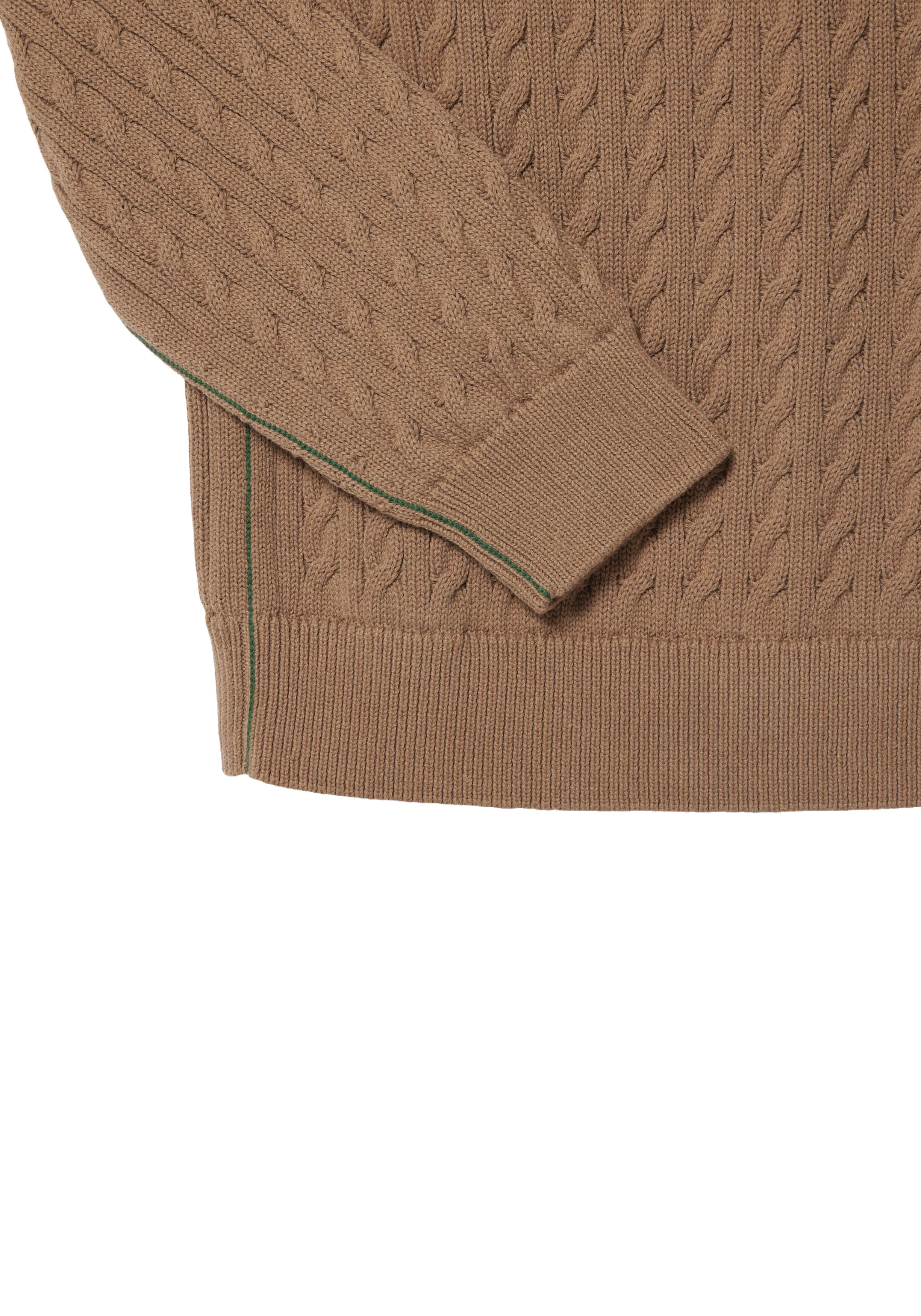 Lacoste herentrui katoen, O-hals, cookie lichtbruin
