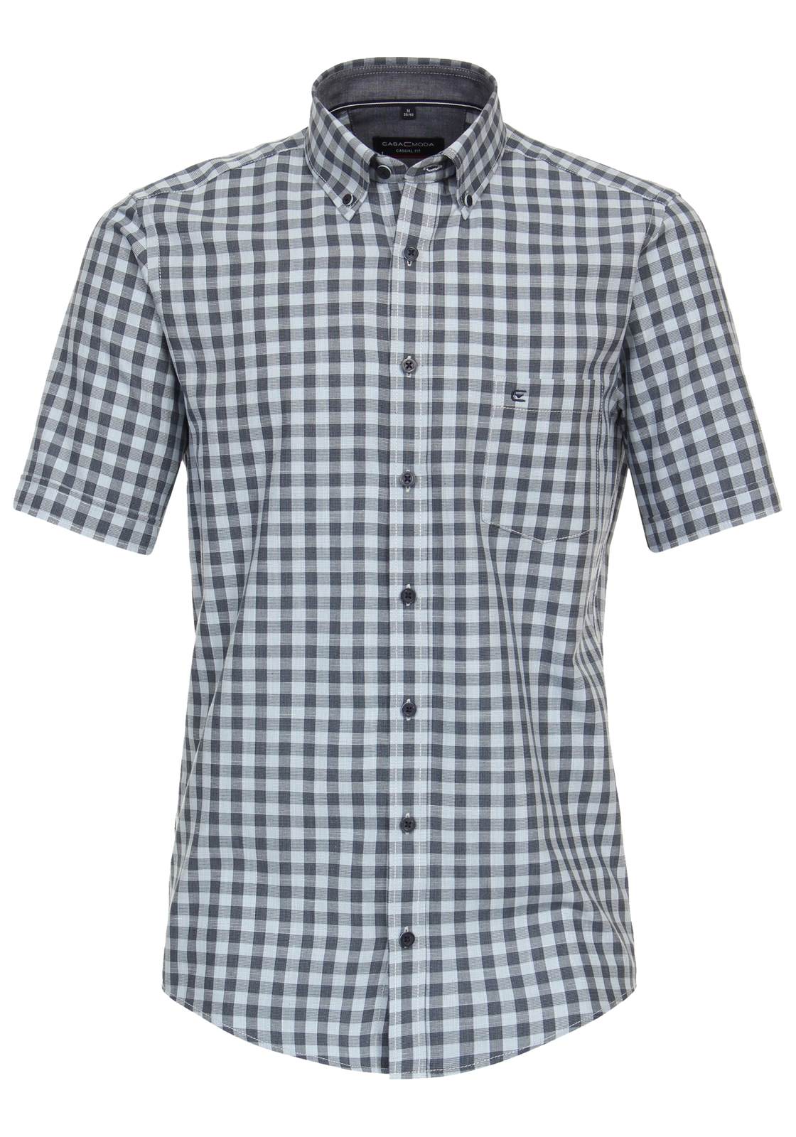 CASA MODA Sport casual fit overhemd, korte mouw, chambray, blauw geruit CASA MODA Sport casual fit overhemd, korte mouw, chambray, blauw geruit