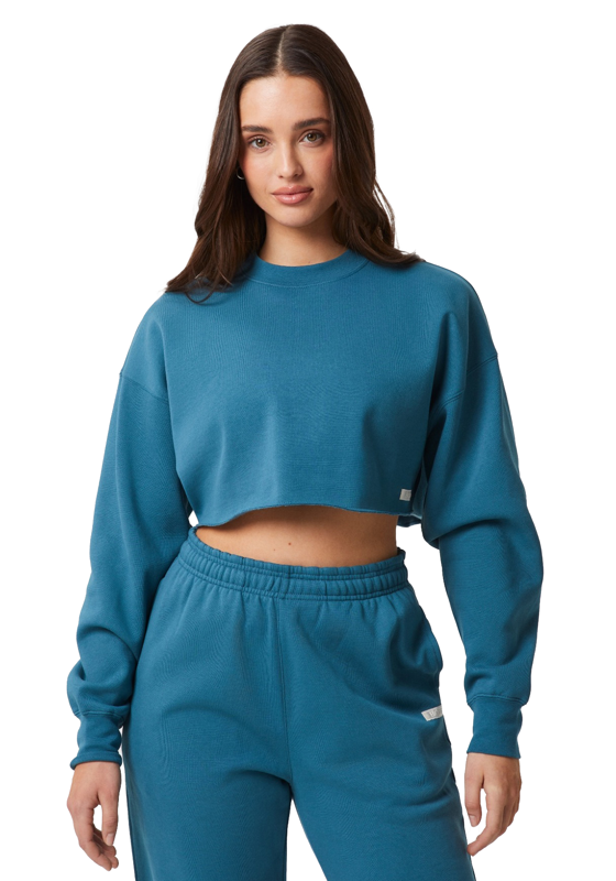 Bjorn Borg dames Studio oversized cropped crew, blauw Bjorn Borg dames Studio oversized cropped crew, blauw