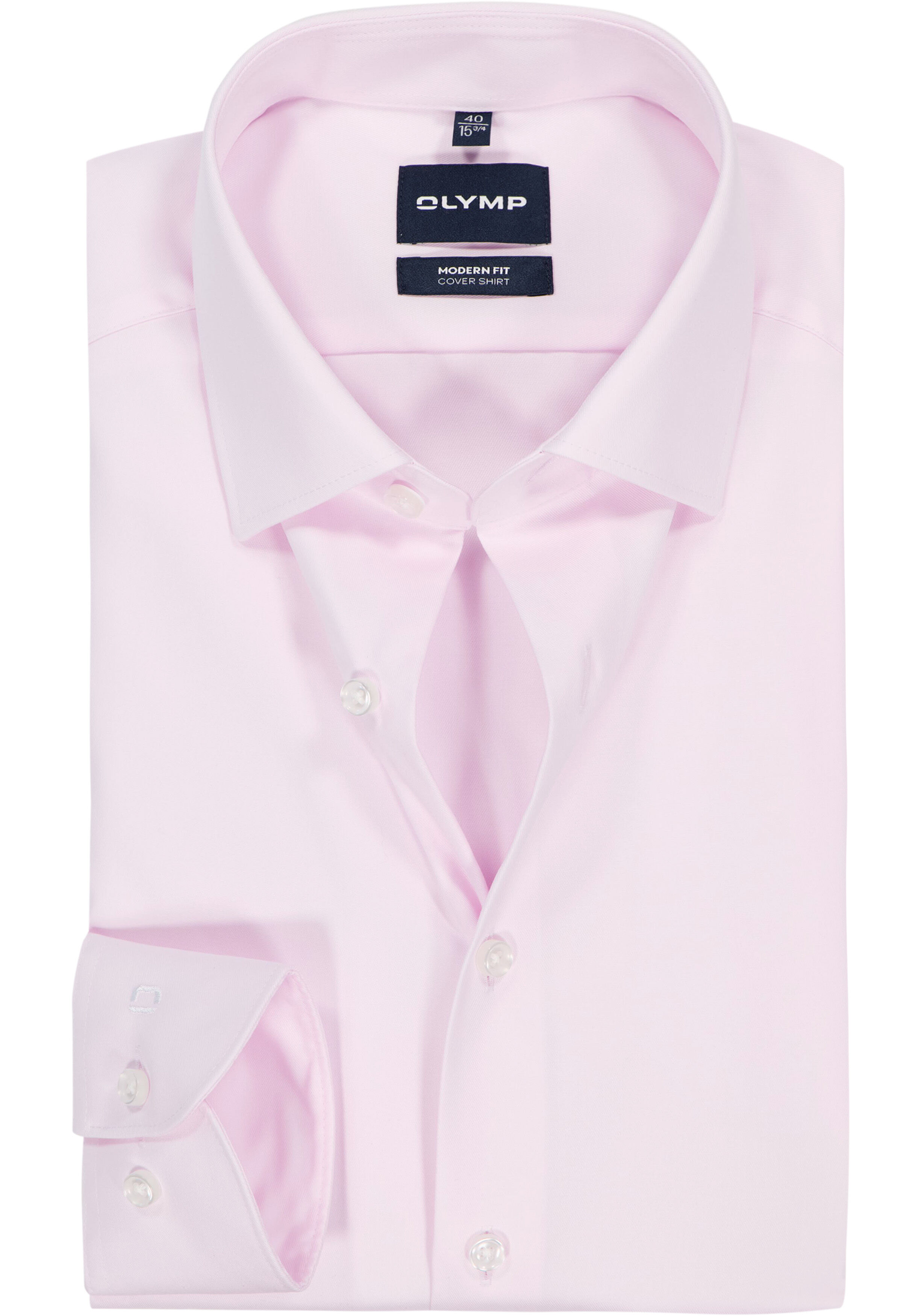OLYMP Luxor modern fit overhemd, niet doorschijnend twill, lichtroze