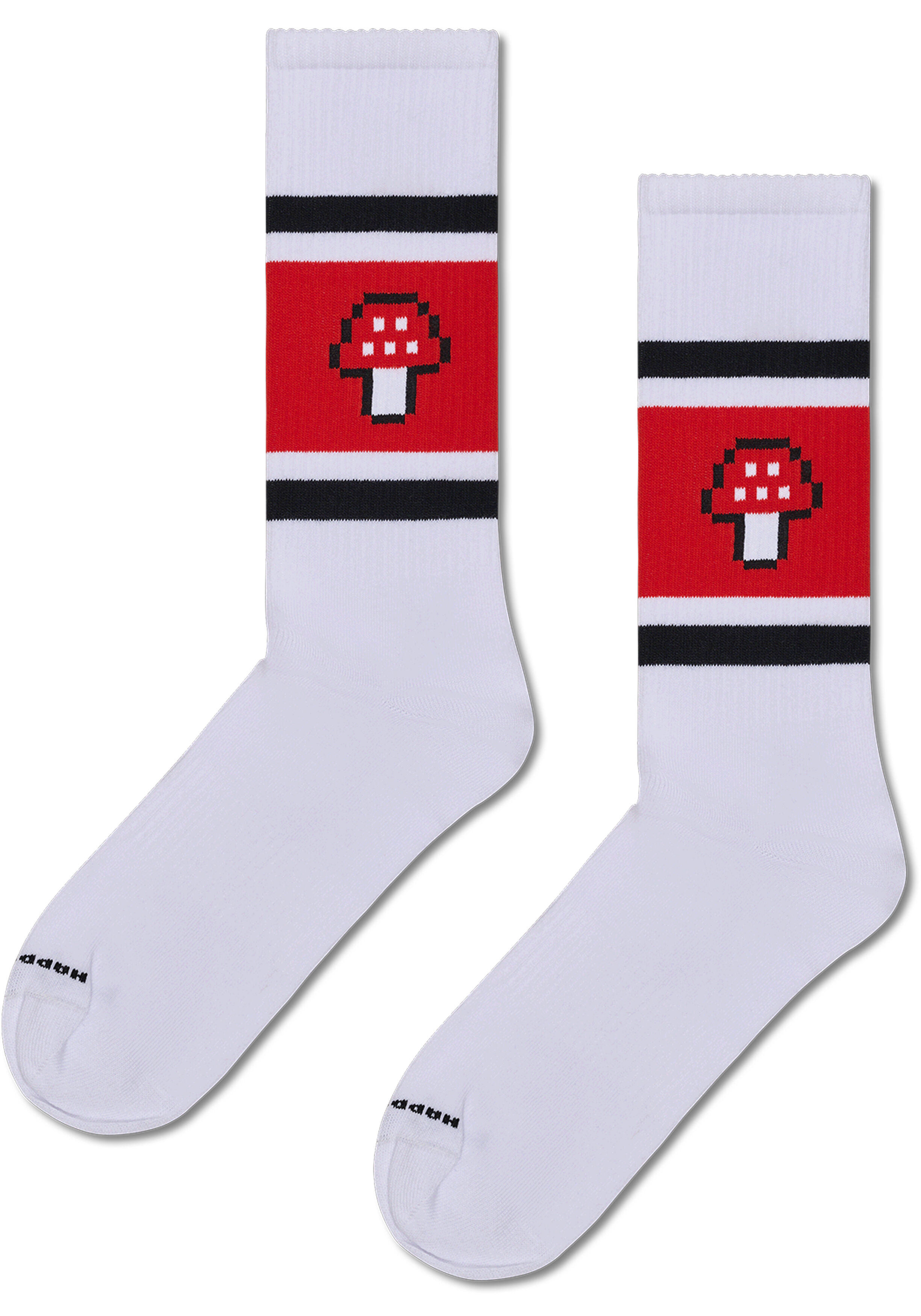 Happy Socks Mushroom Stripe Sneaker Sock, unisex sokken, wit