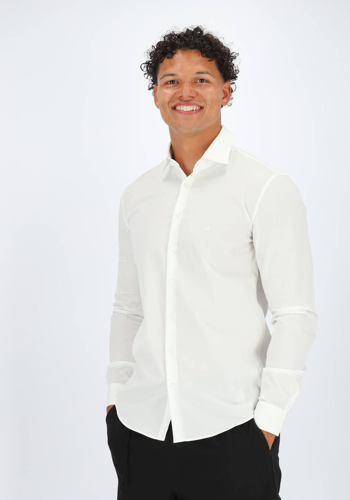 Calvin Klein  slim fit overhemd, popeline, wit Calvin Klein  slim fit overhemd, popeline, wit