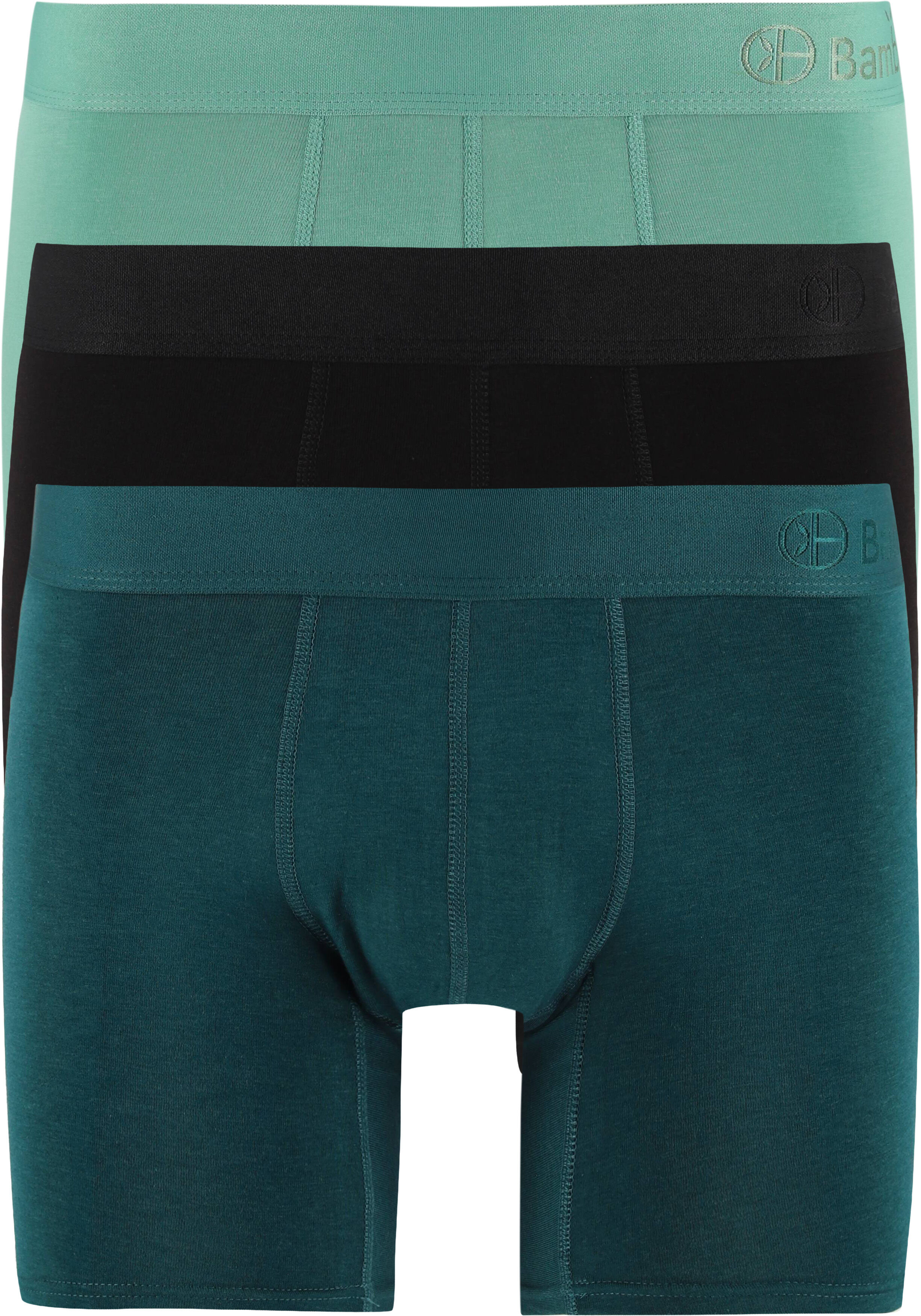 Bamboo Basics Jack boxershorts (3-pack), heren boxershort, zwart, donker teal, malachietgroen