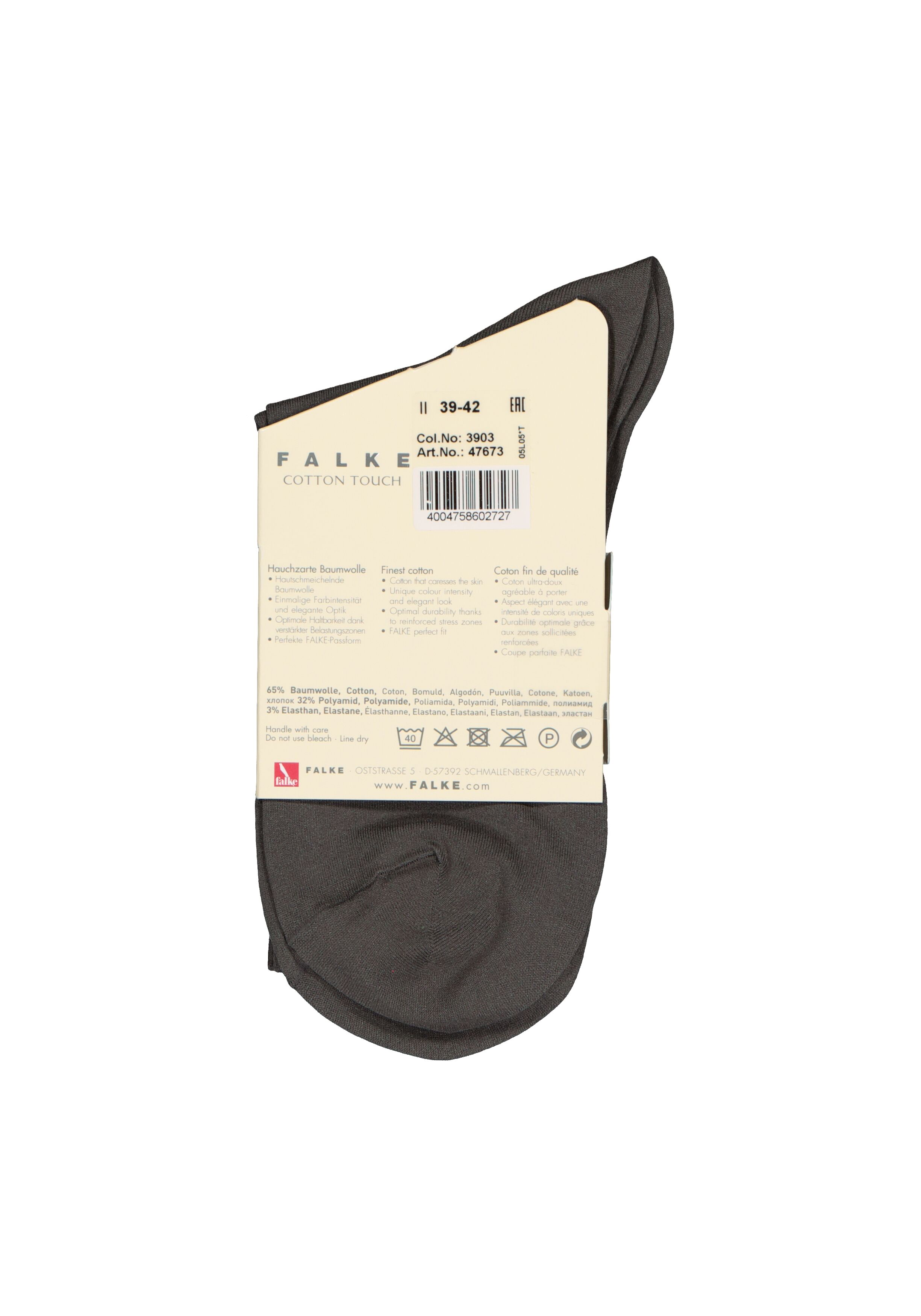 FALKE Cotton Touch damessokken, katoen, grijs (platinum)