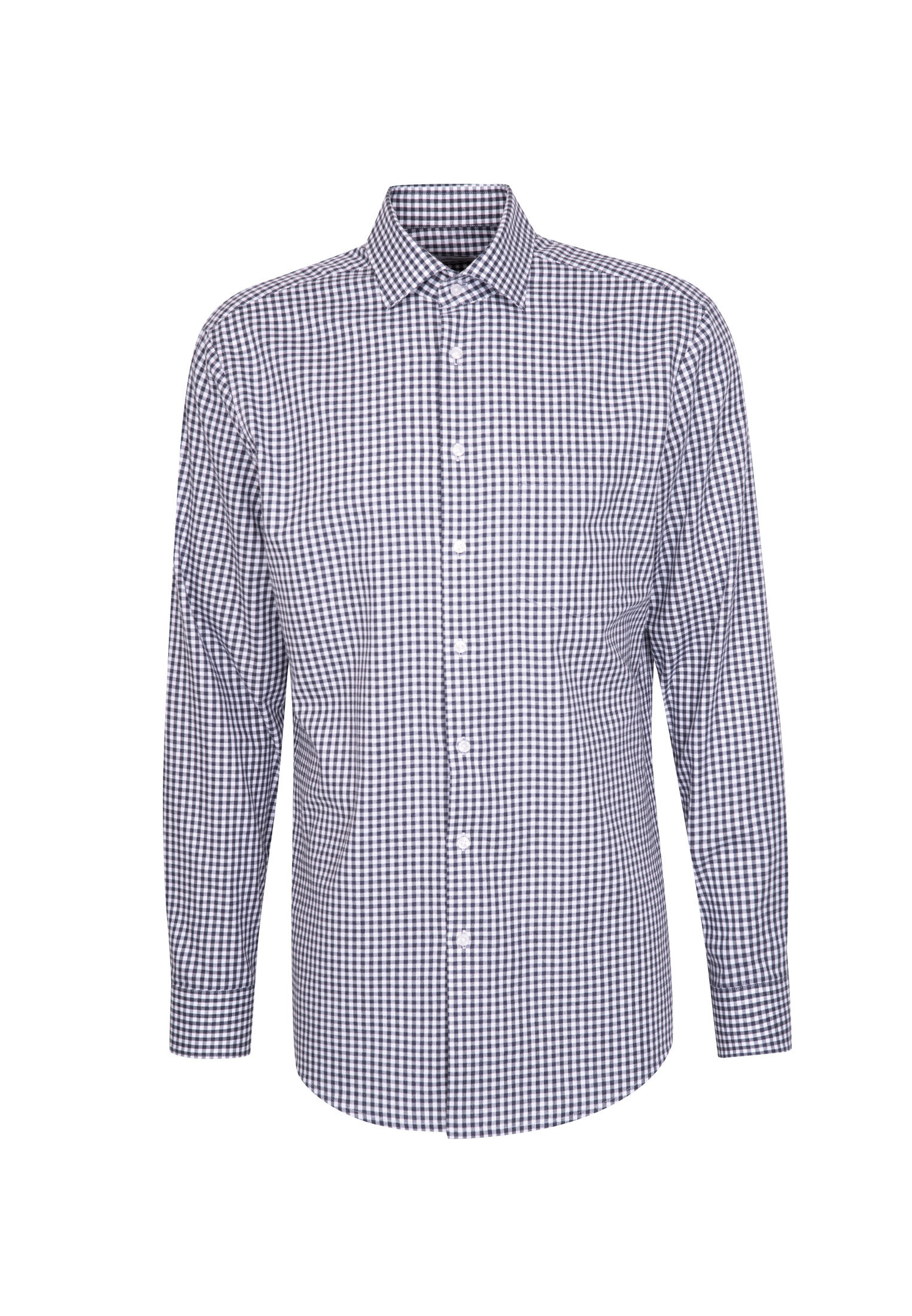Seidensticker regular fit overhemd, popeline, blauw geruit