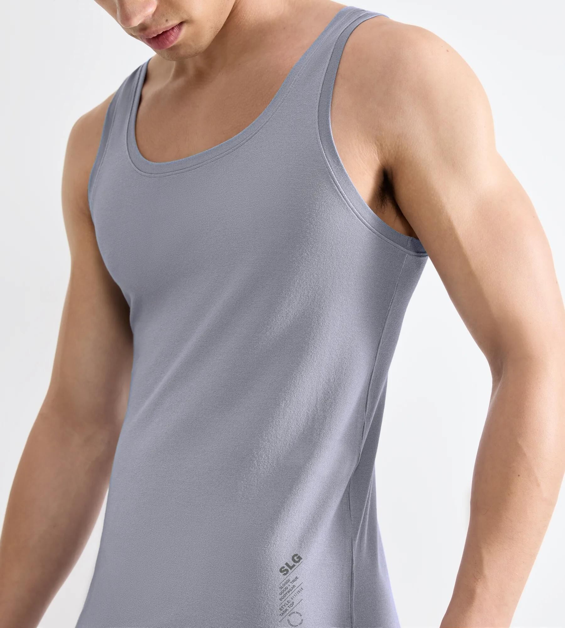 Sloggi Men SLG Base Soft Tank top, heren mouwloos T-shirt (1-pack), grijsblauw