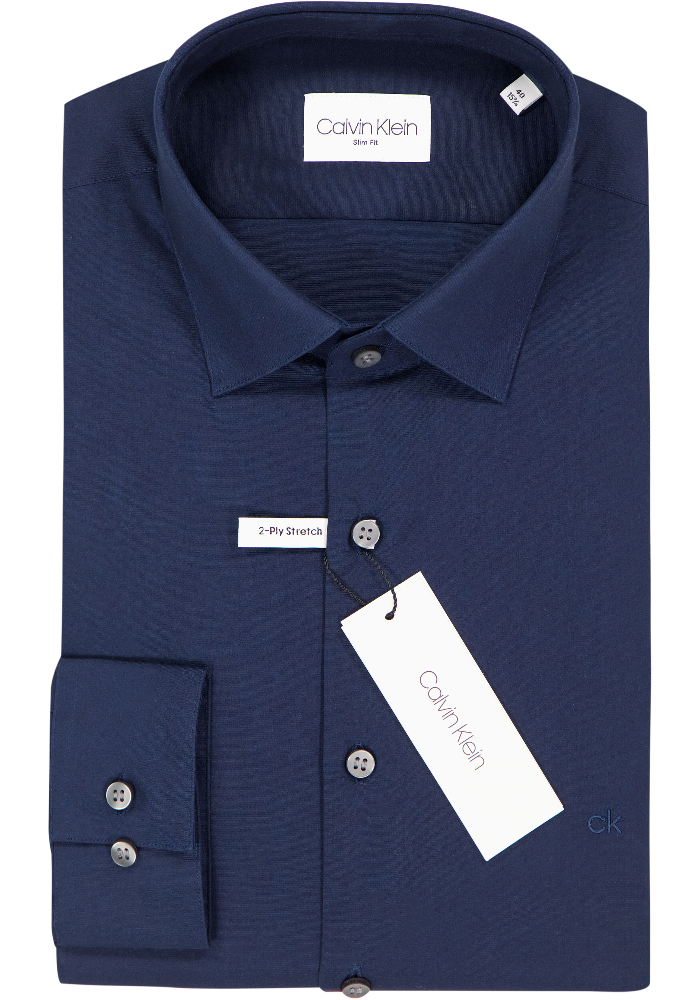 Calvin Klein slim fit overhemd, 2-ply stretch, midnight blue