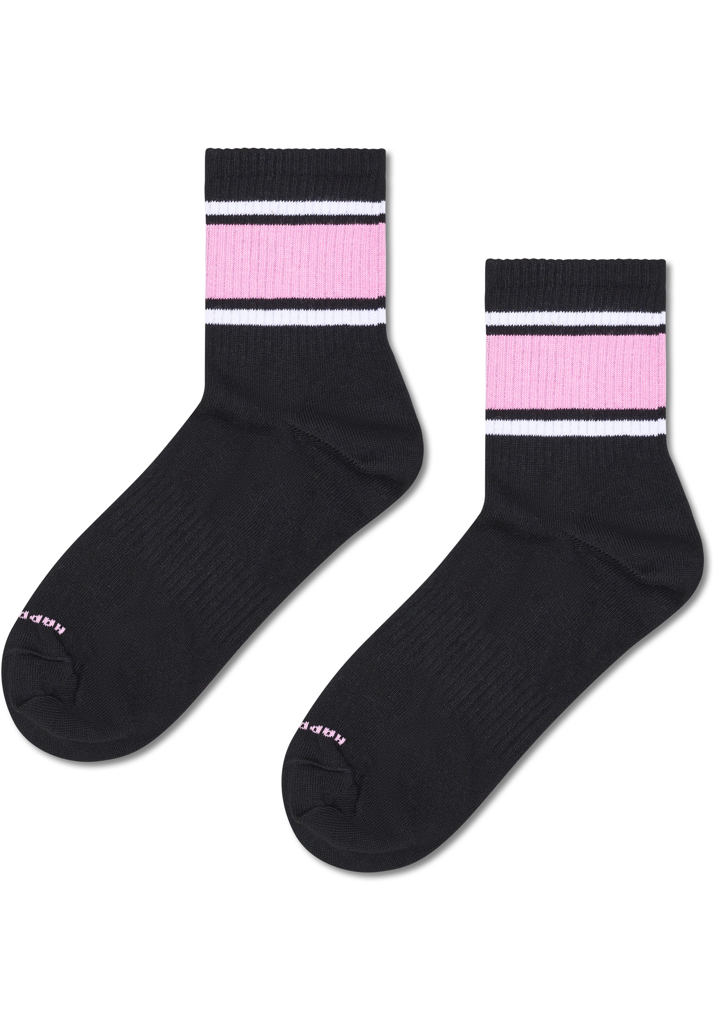 Happy Socks Simple Stripe Short Crew Sneaker Sock (5-pack), hoge unisex enkelsokken, zwart