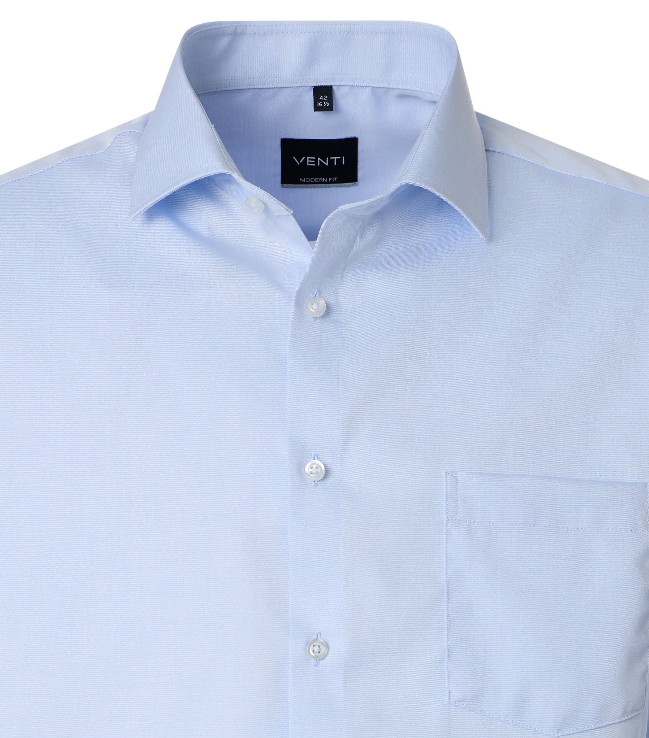 VENTI modern fit overhemd, korte mouw, twill, lichtblauw