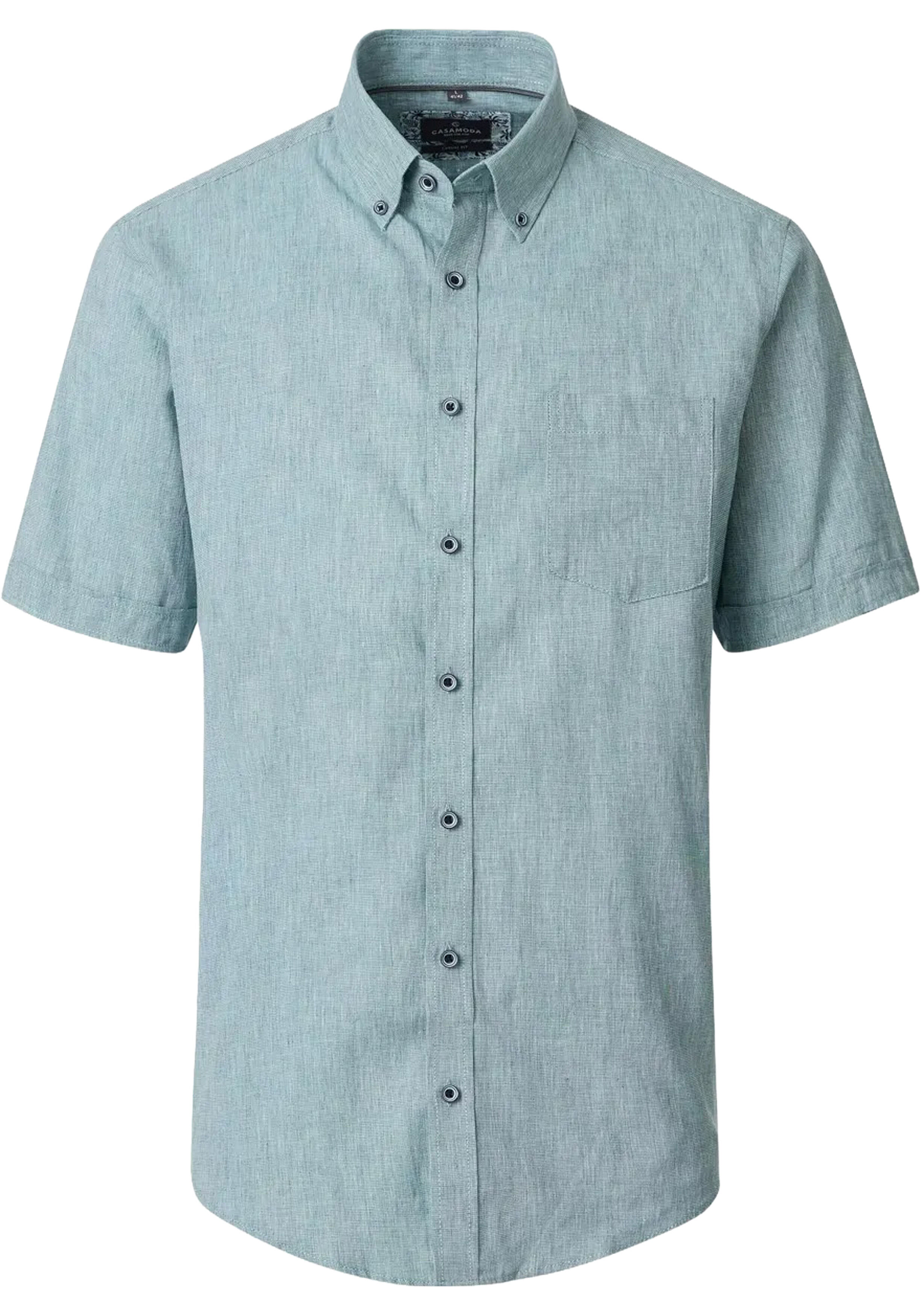 CASA MODA Sport casual fit overhemd, korte mouw, structuur, groen, wit