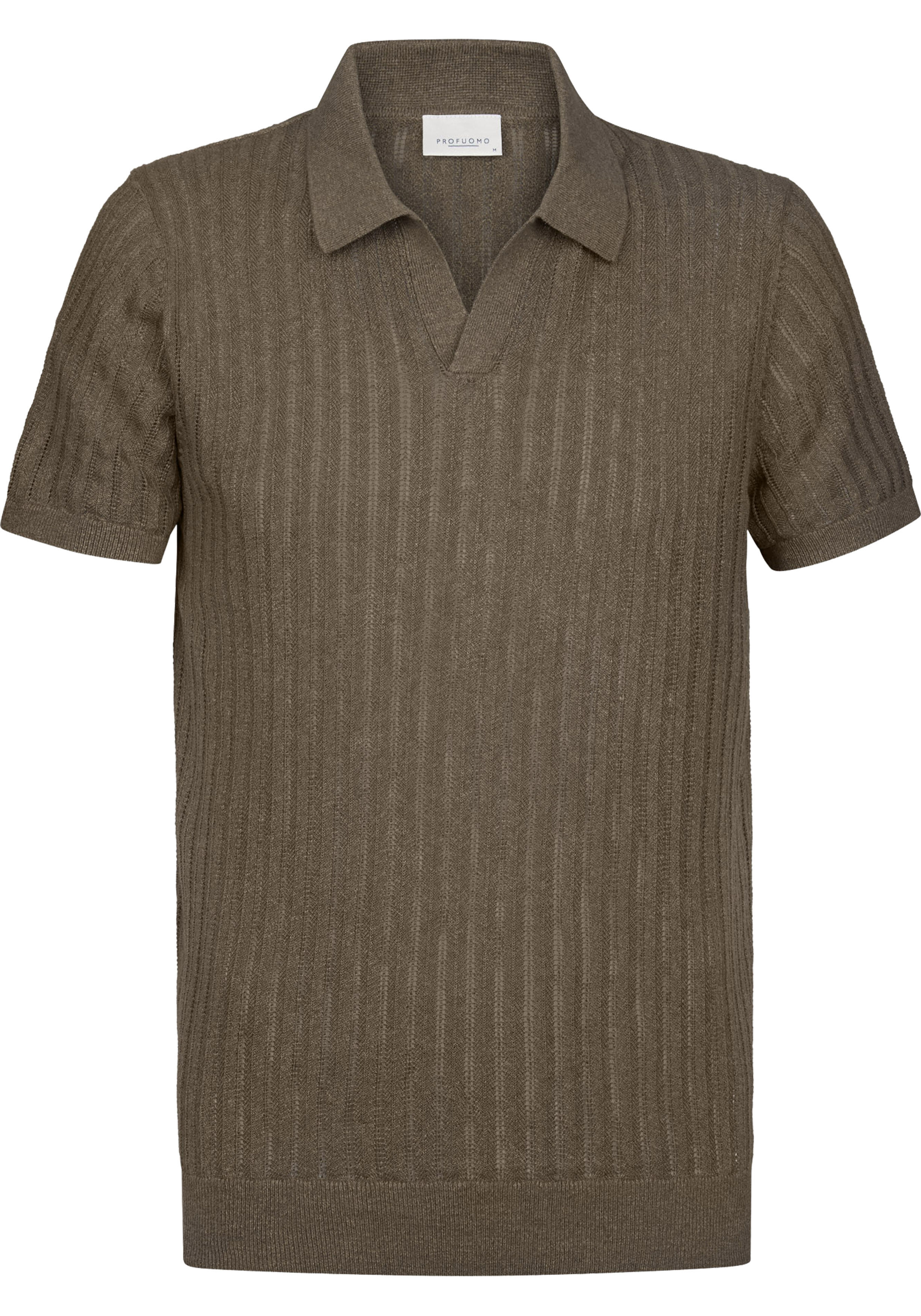 Profuomo slim fit heren polo, bruin
